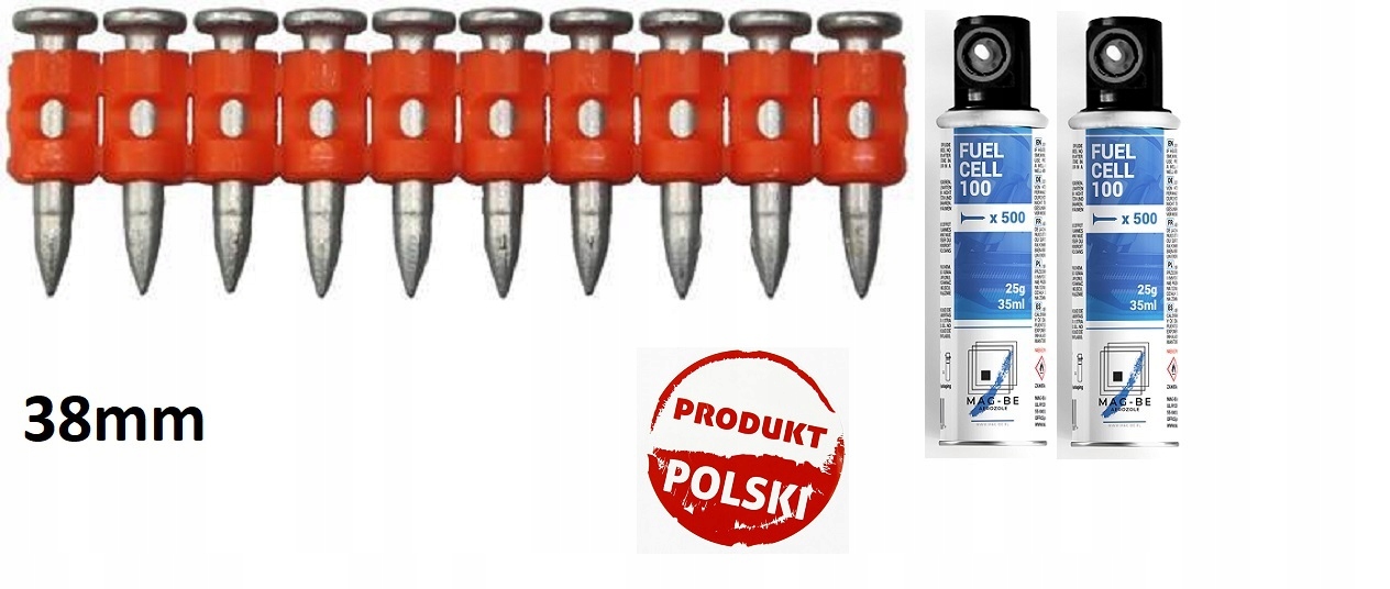 Hřebíky 38 mm pro betonu/ocel+2 plyny pro Rawl SC40II