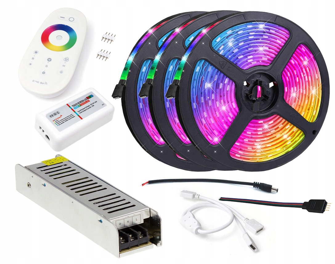 Set Rgb Led pásek Multi 15 m Dálkový Ovladač Napájecí zdroj vysoké kvality Produkty