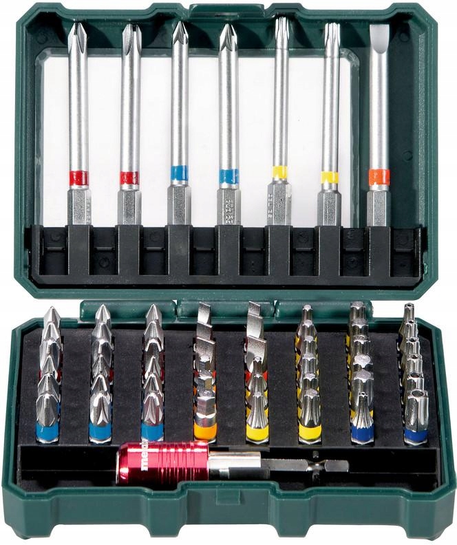 Metabo Sada 56 Bitů S2 Magnetický Držák 25/75 MM V Kufru