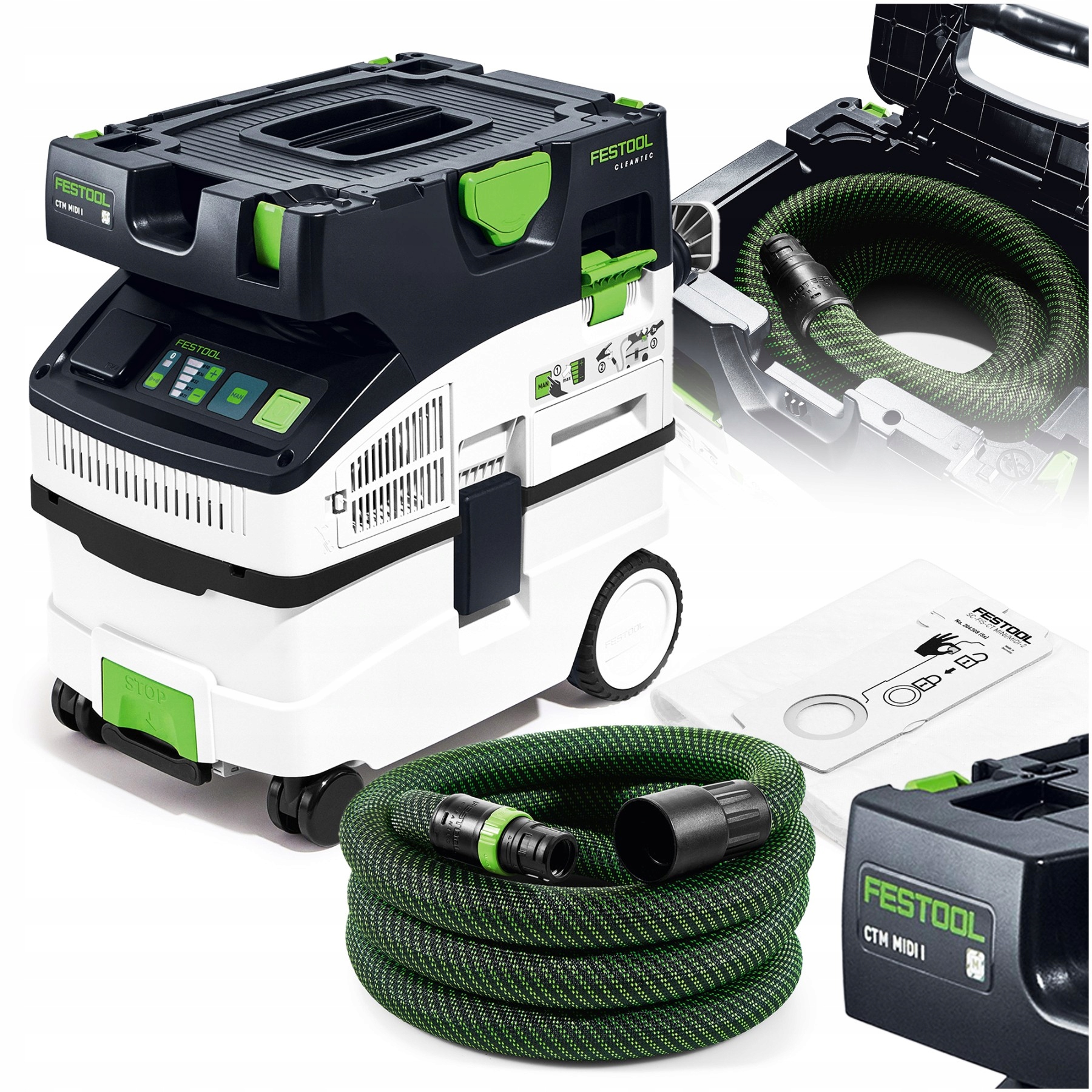 Odkurzacz Festool Cleantec Ctm MIDI I Mobilny Przemysłowy Bezworkowy 1200W