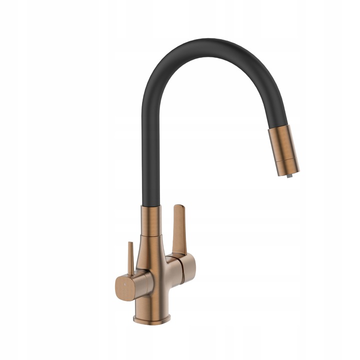 Kuchynská Batéria S Pripojením Vodného Filtra, Čierna Oceľ, Pružný Výtok