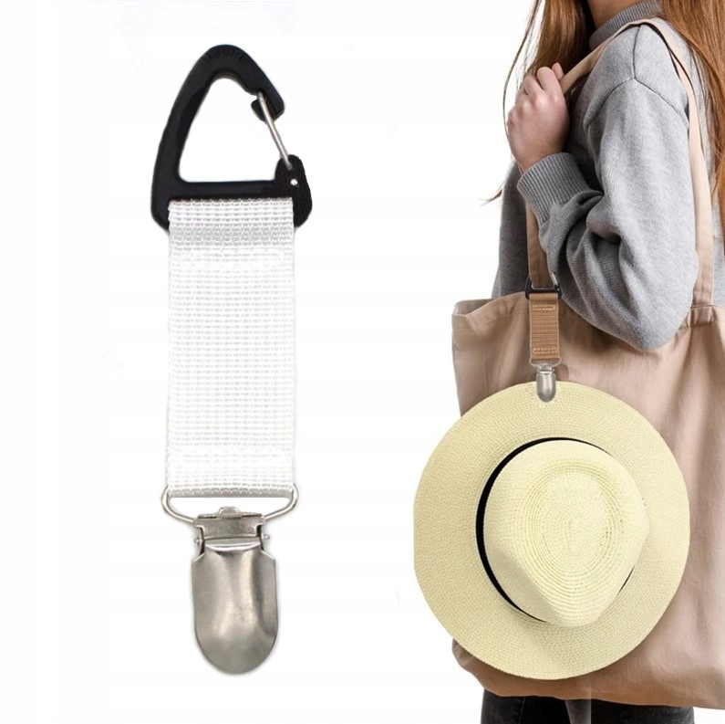 KLIPS UCHWYT NA KAPELUSZ CZAPKE DO TORBY PLECAKA PODRÓŻNY