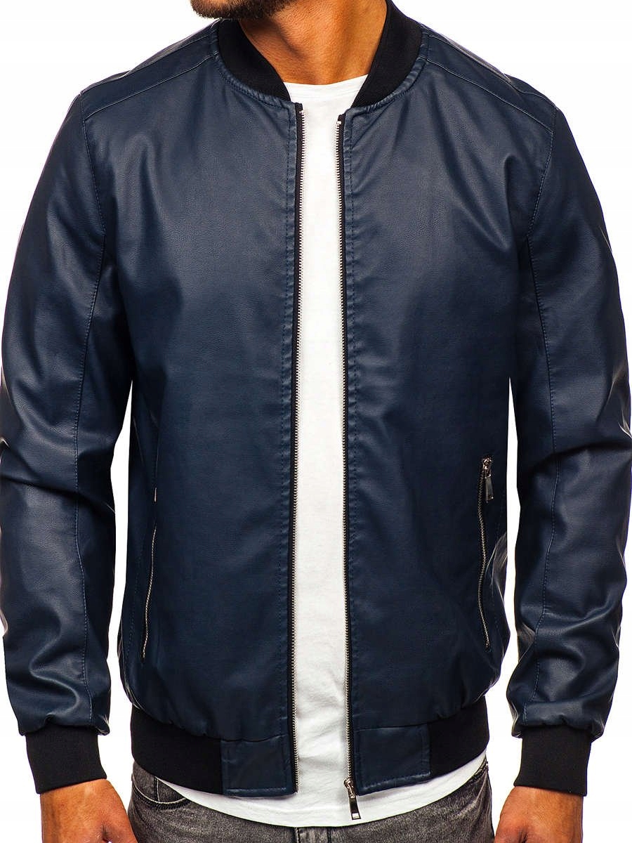 

Kurtka Skórzana Bomberka Granatowa 1147 DENLEY_2XL
