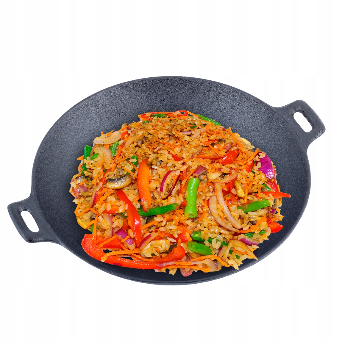 WOK ŻELIWNY PATELNIA GŁĘBOKA POKRYWA 30cm Kolor czarny