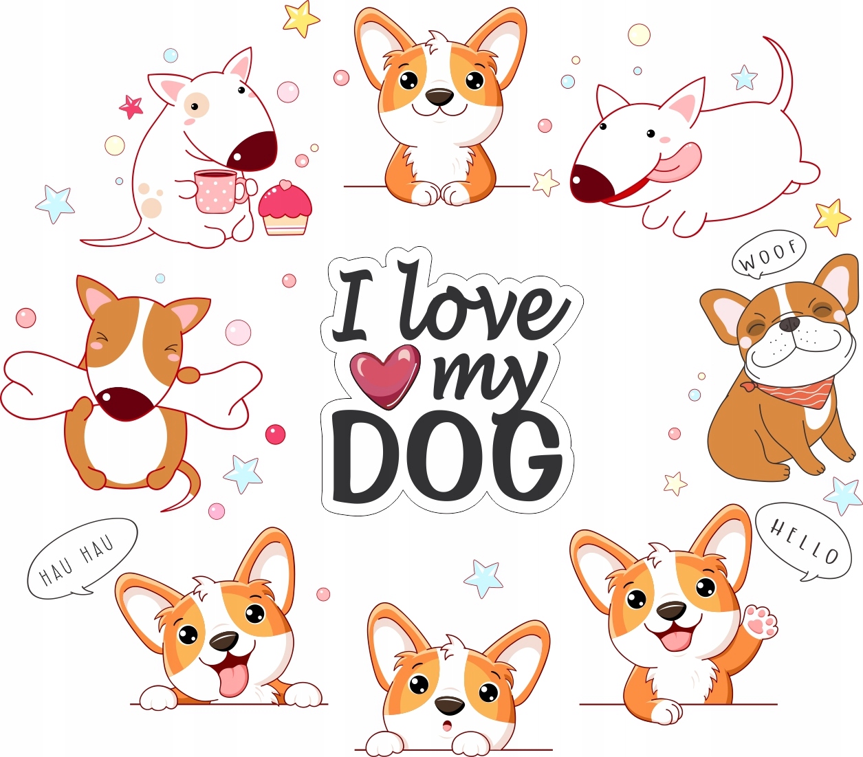 NAKLEJKI NA ŚCIANĘ PIESKI DOGS 50x100cm PSY1