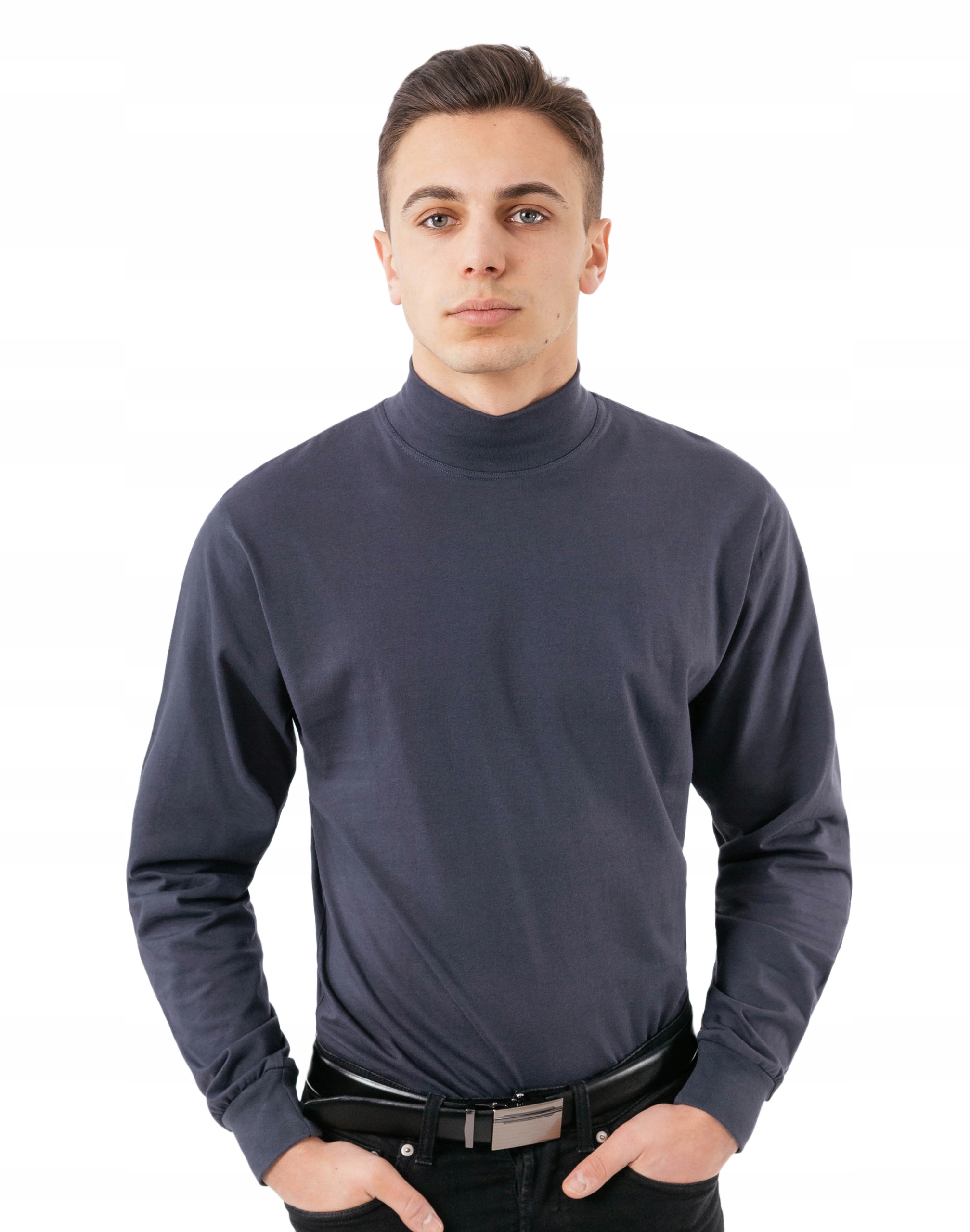 Półgolf męski cienki sweter golf ADAM 3XL stalowy