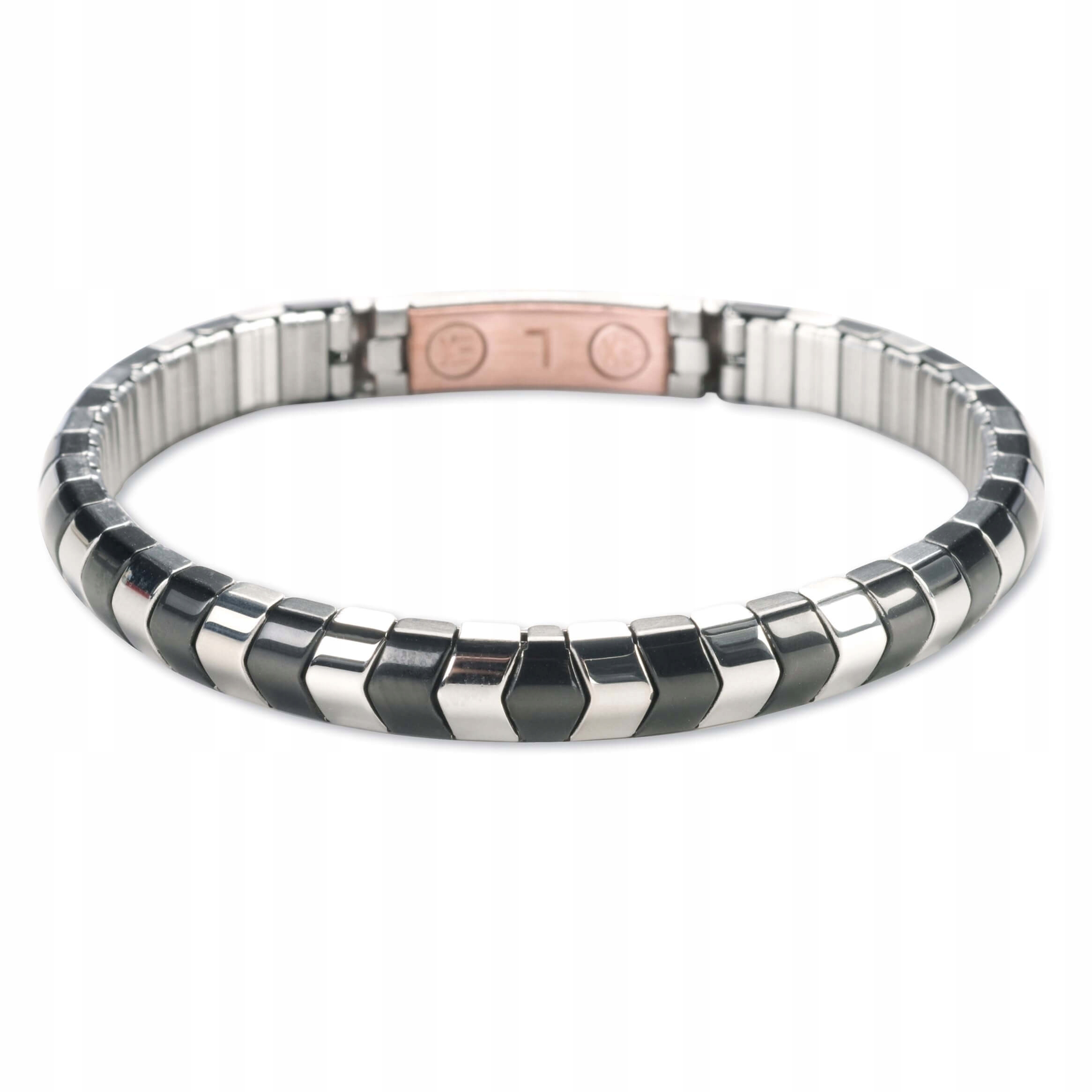 Pánský magnetický náramek černo-stříbrný Ocel