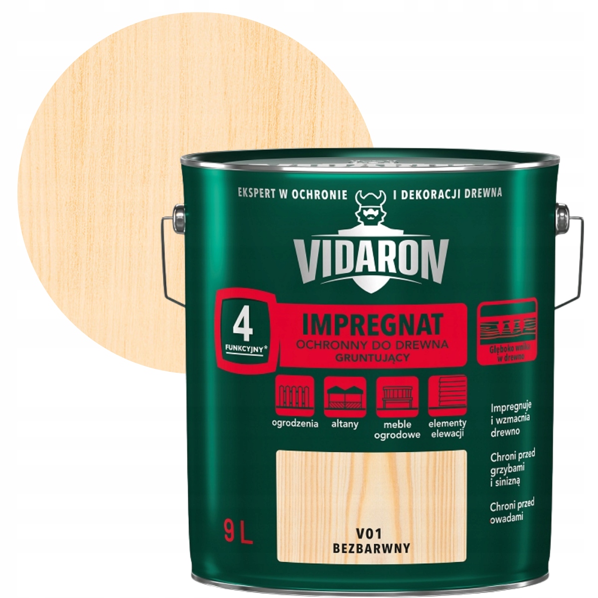Vidaron Impregnat Gruntujący Do Drewna 9L Bezbarwny