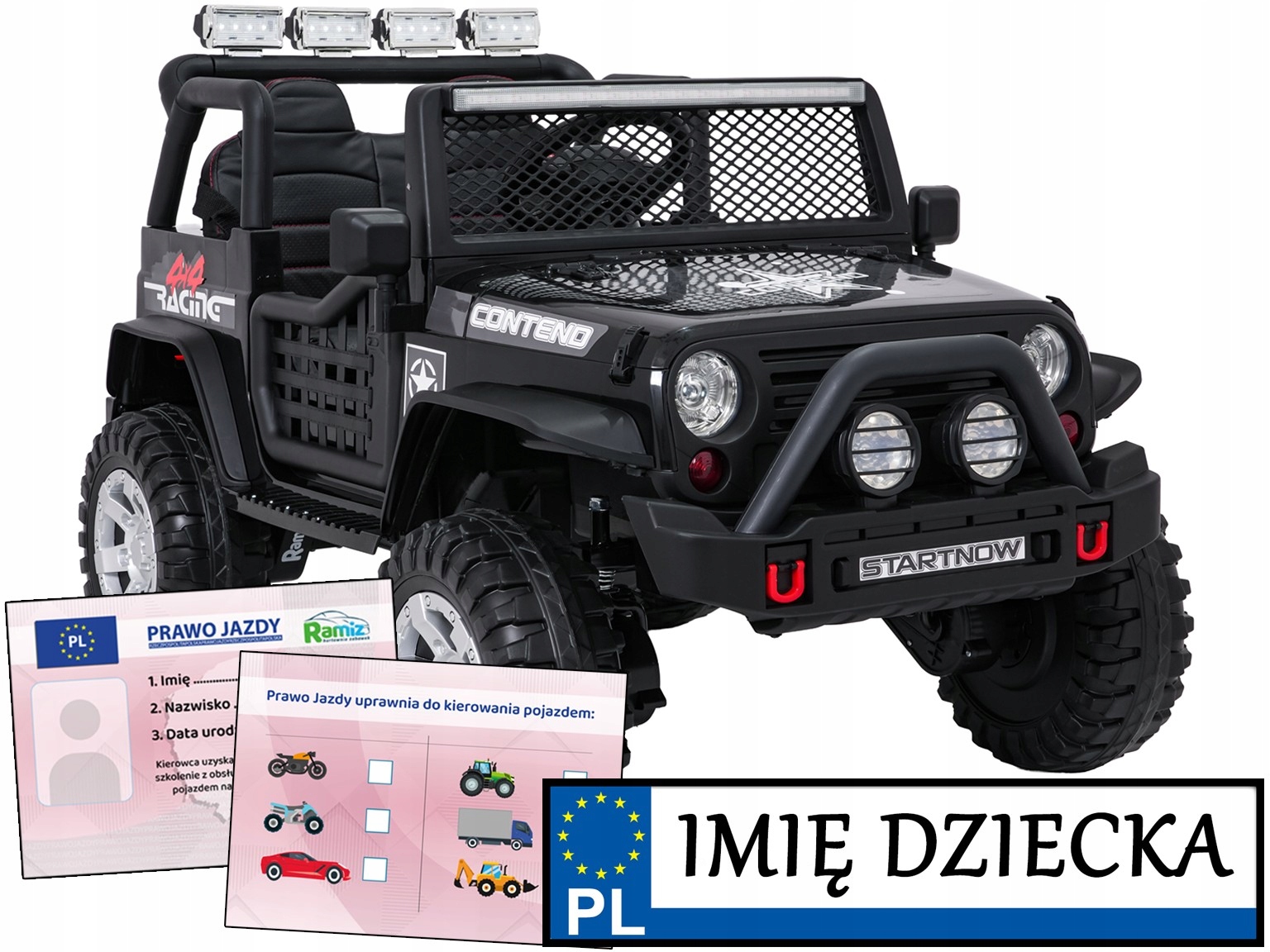samochodzik na akumulator Jeep Beast 4x4 autko z pilotem tablica prawko