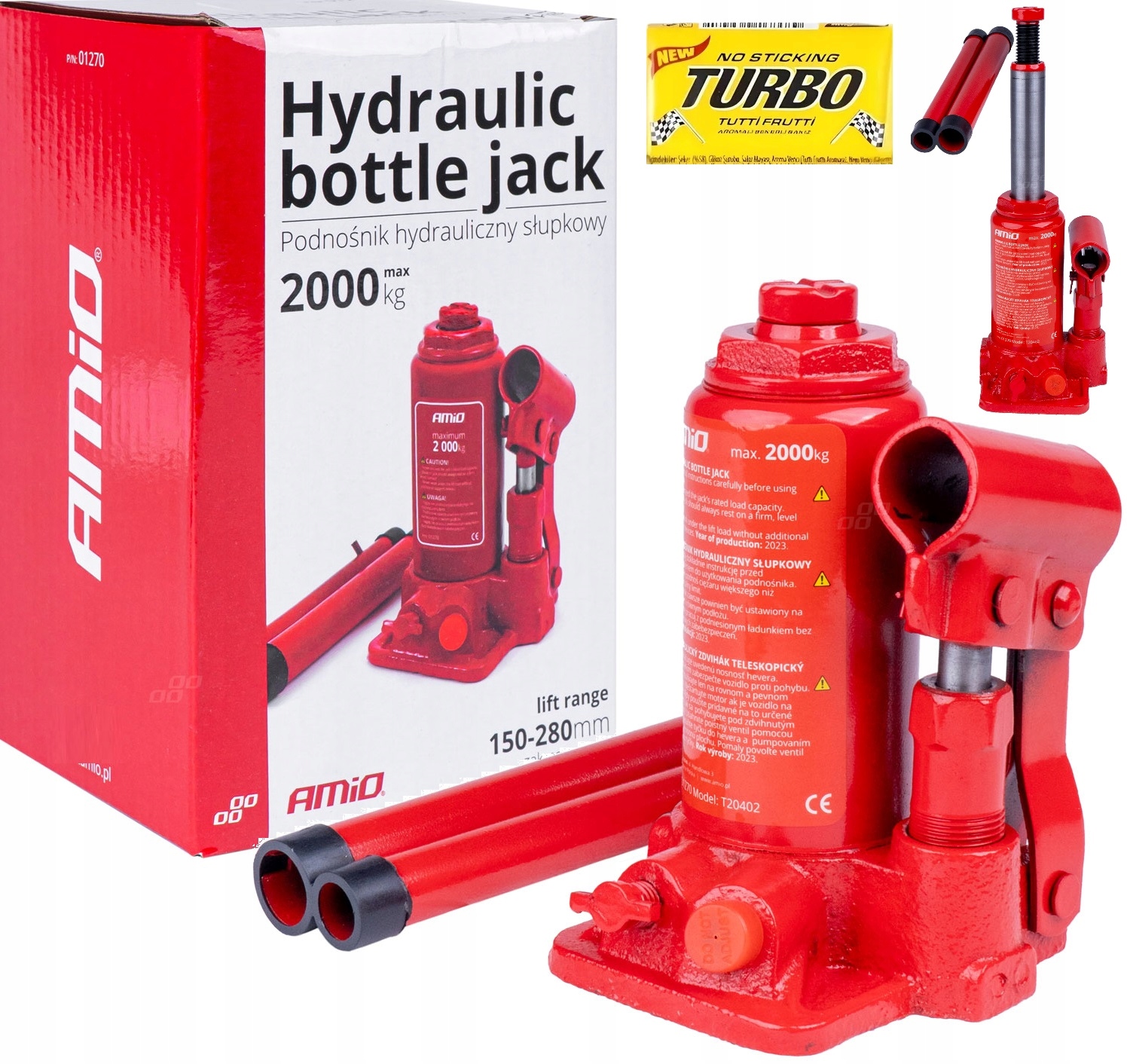 Podnośnik Samochodowy Hydrauliczny Słupkowy 2 Ton Lewarek 2T 2000 Kg