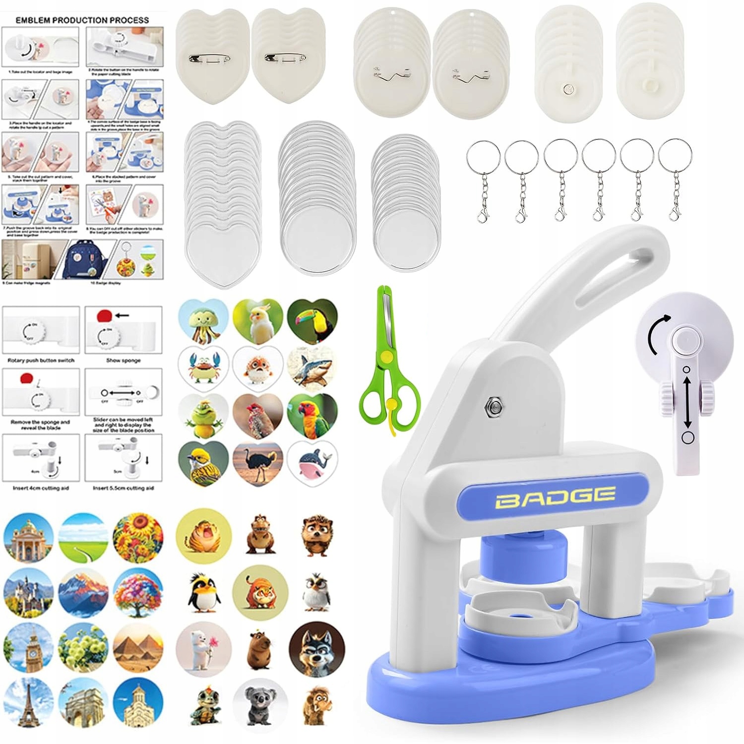 Prasa Do Robienia Przypinek Niebieska Maszyna Pinów Zestaw 88 El Dla Dzieci