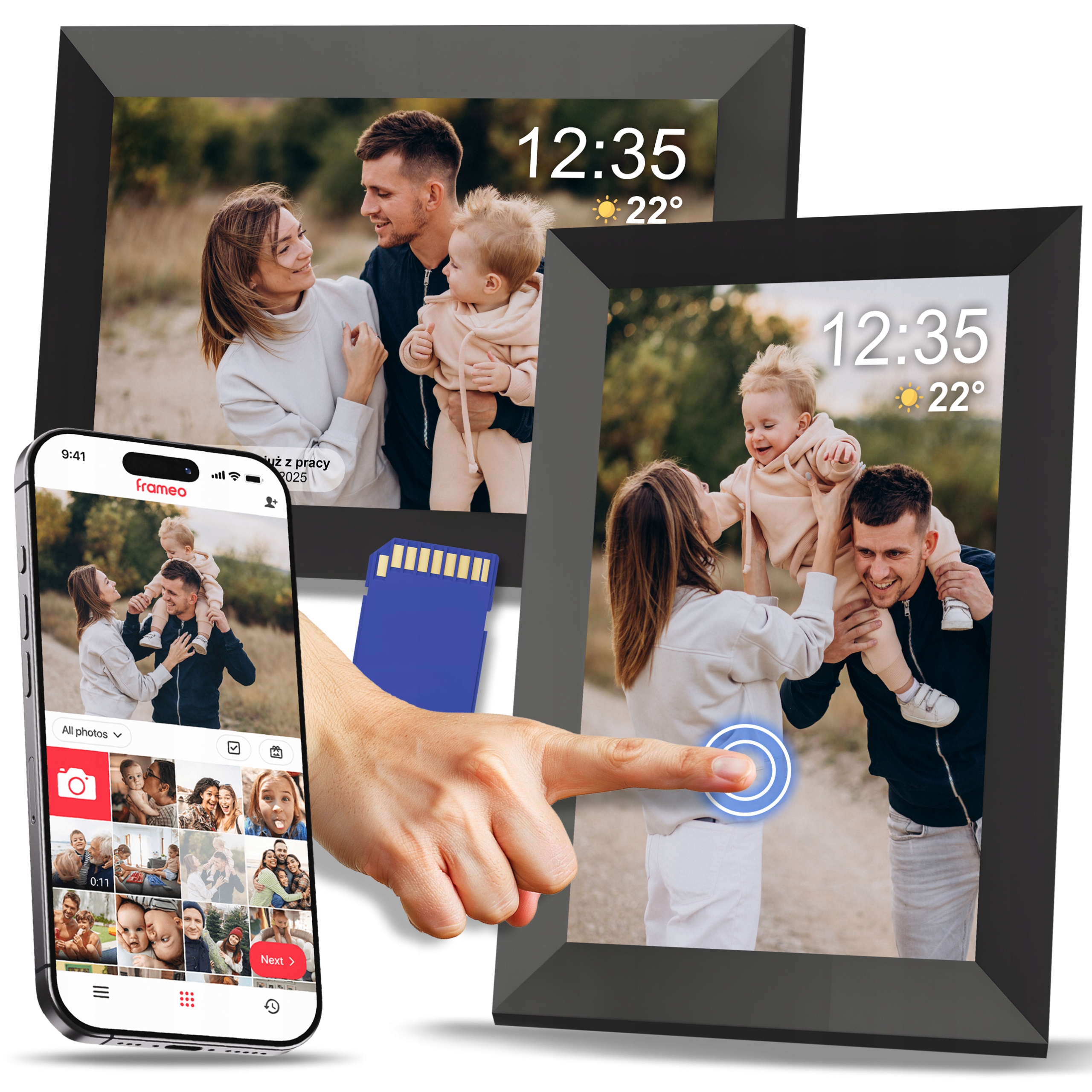 Rámeček Digitální Na FOTOGRAFIE10,1" WiFi 32GB Frameo Dotykový Černý