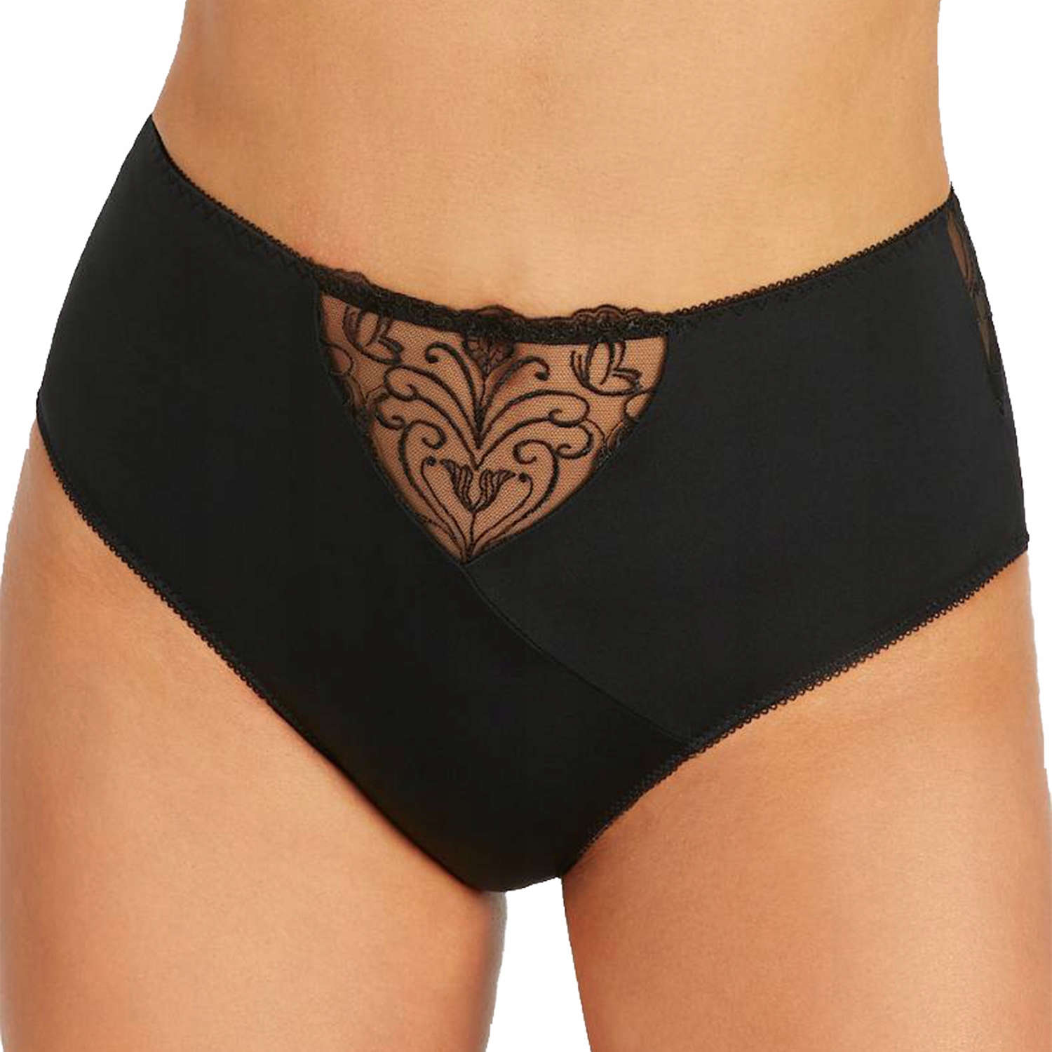 Nessa Sonata N02 černá výšivka tyl Kalhotky Vysoké Kalhotky