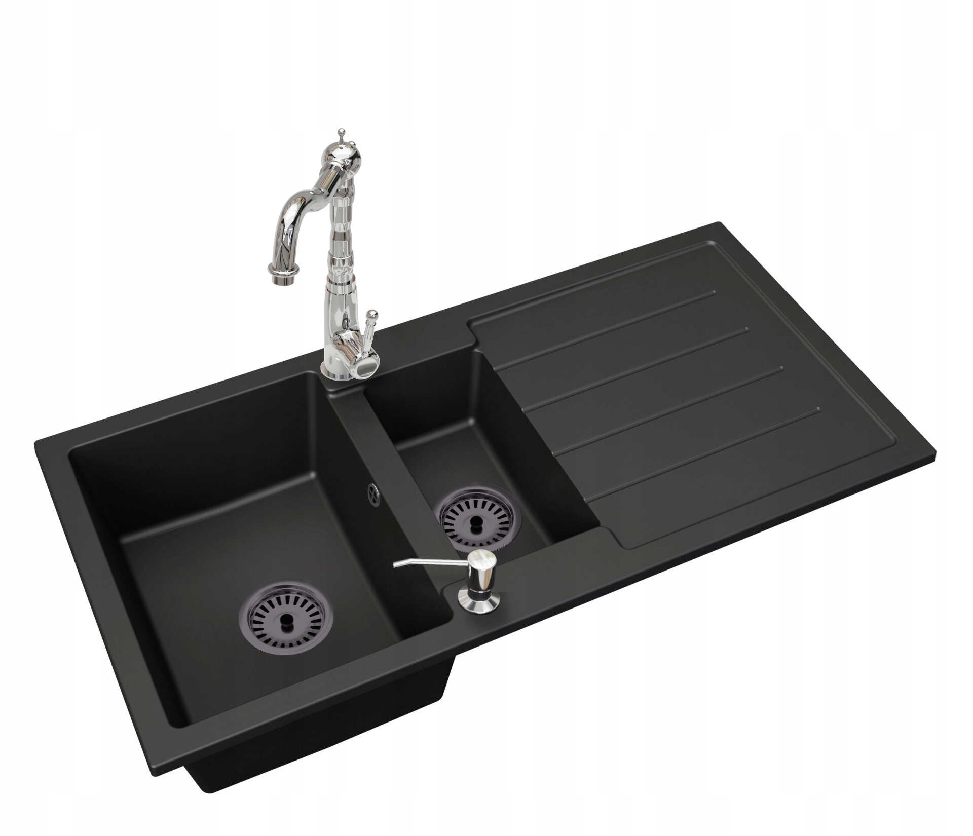 Kuchyňský Granitový Dřez 1,5 Komory Baterie Dávkovač