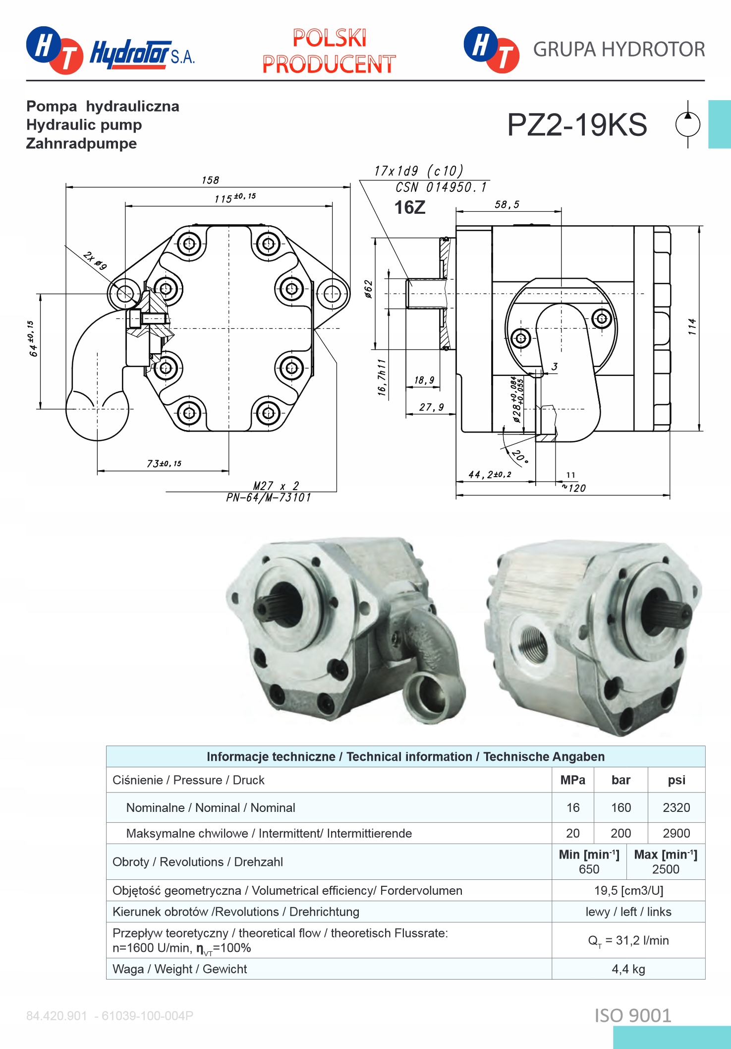 Подъемный насос C-385 84420900 Hydrotor PZ2-19KS