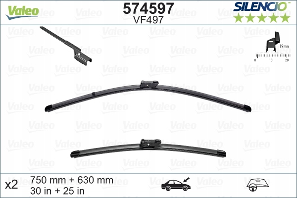 574597 - СТЕКЛООЧИСТИТЕЛИ CITROEN DS5 2011-VALEO FLAT