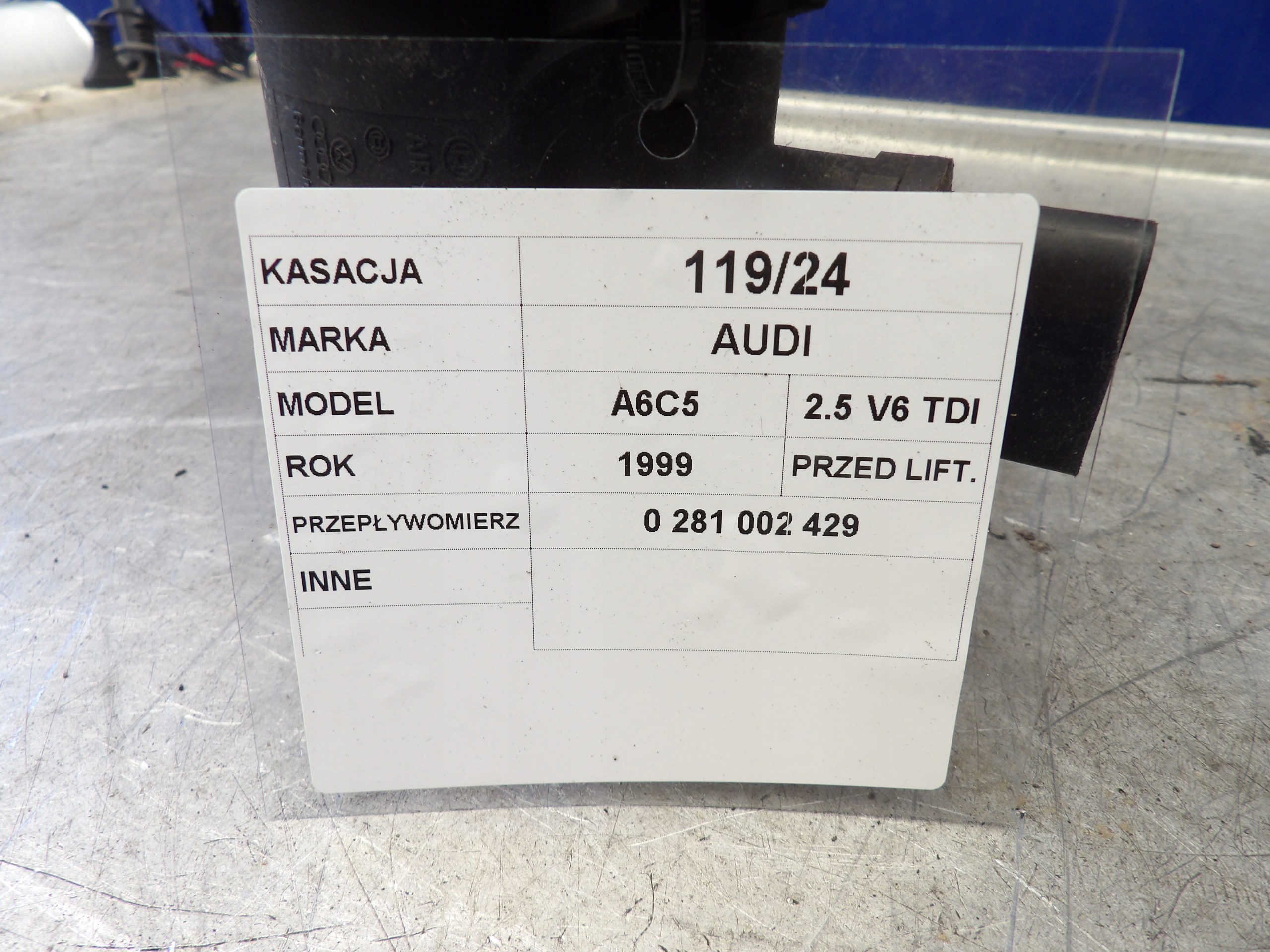 Audi A6 C5 2,5 TDI flow meter 0281002429 059906461E