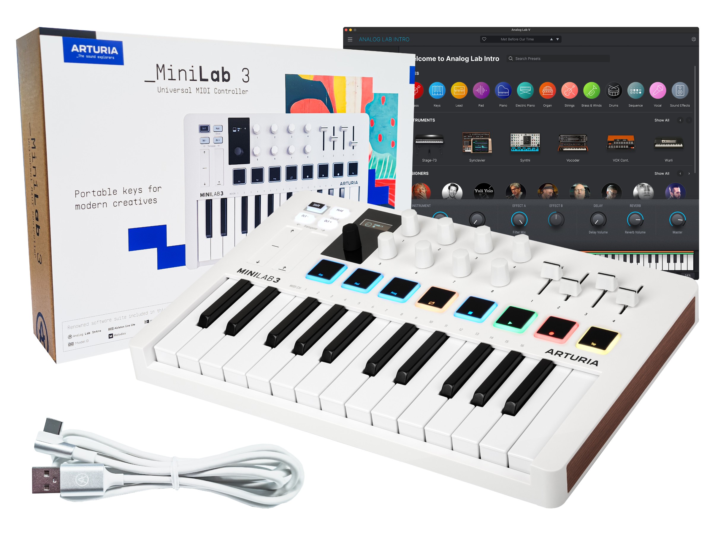 Arturia MiniLab 3 White ovládací klávesnice zdarma Ableton Analog Lab