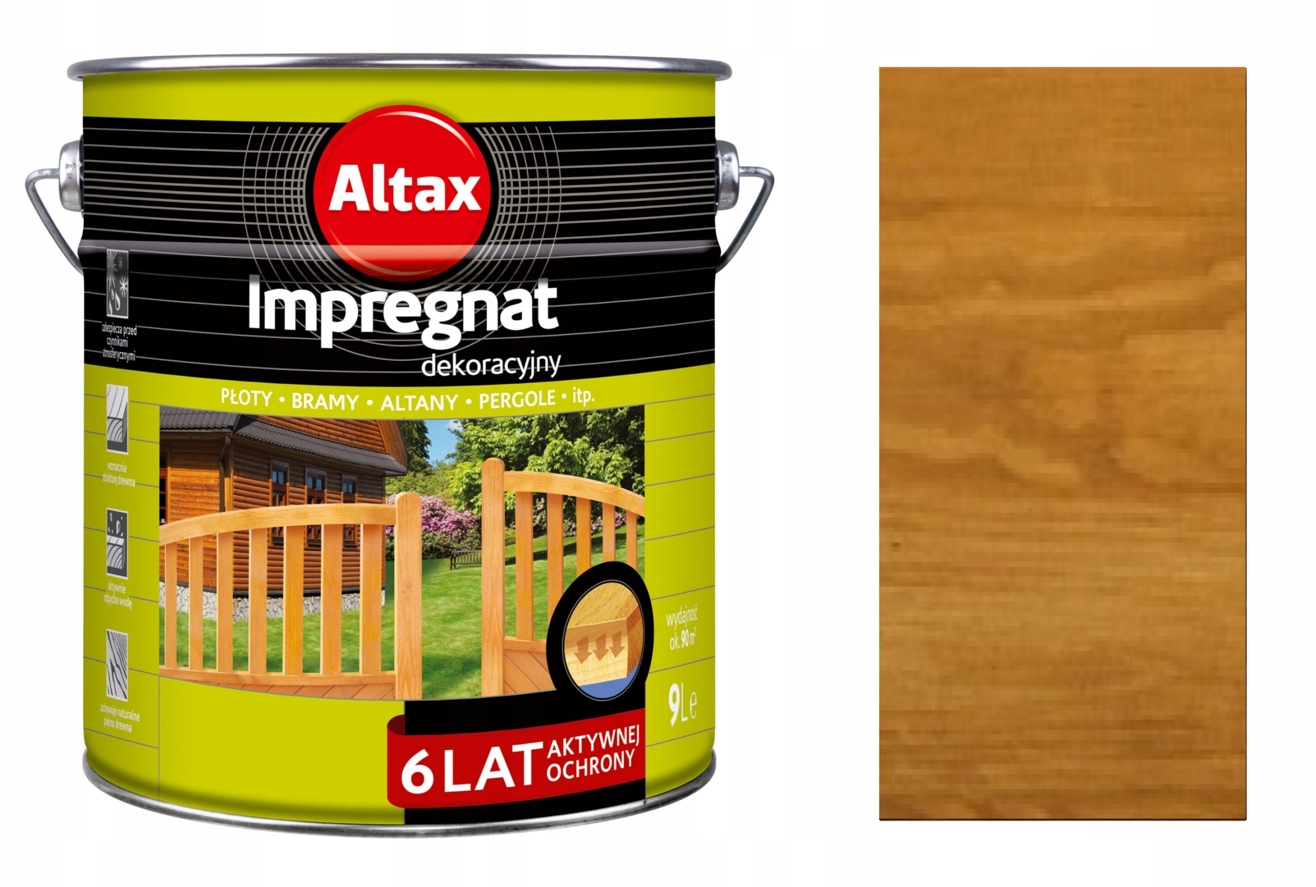 Altax impregnat dekoracyjny do drewna 6 Lat Aktywnej Ochrony 9L dąb
