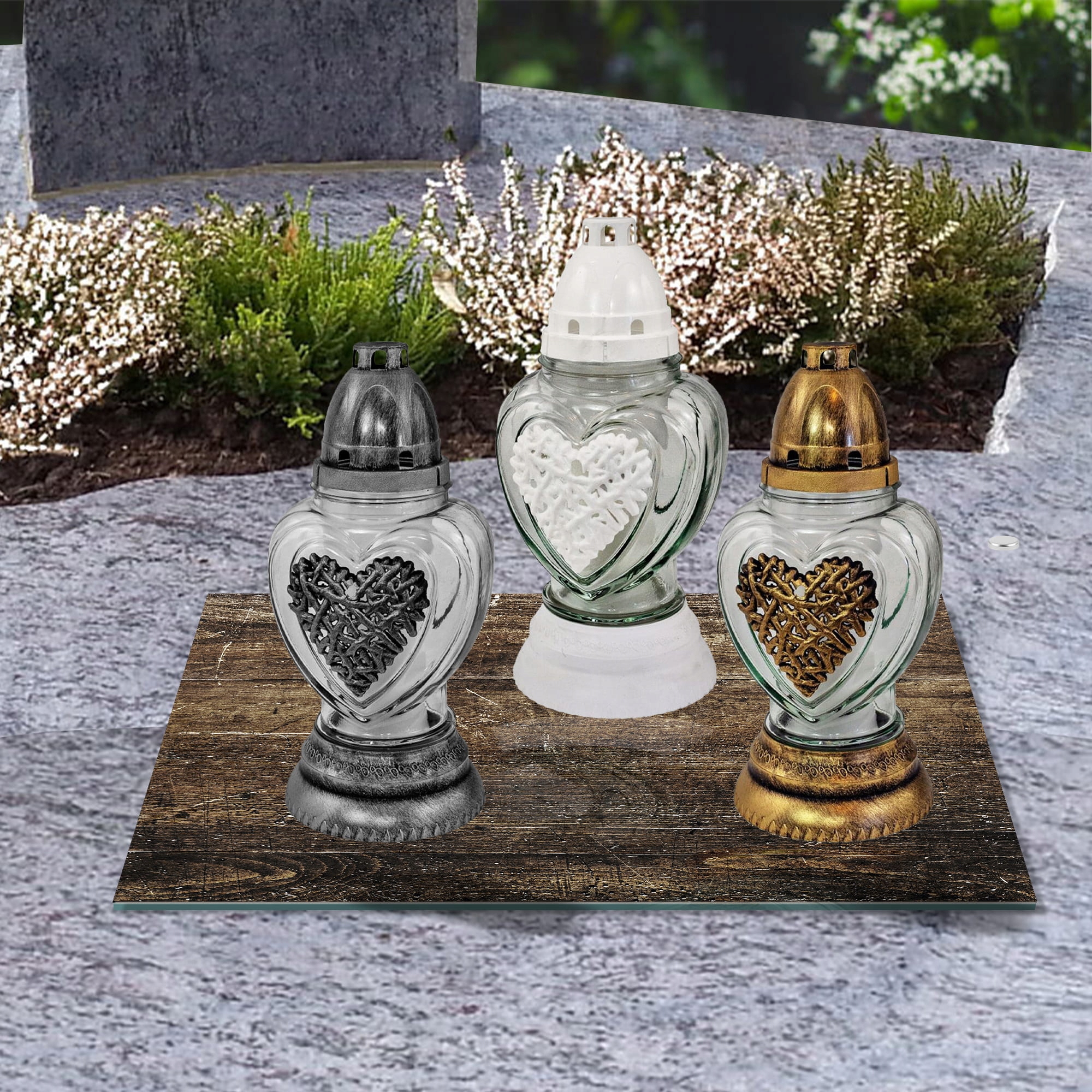 SZKLANA PODSTAWKA POD ZNICZE 25x25cm Drewno 43e Materiał szkło hartowane