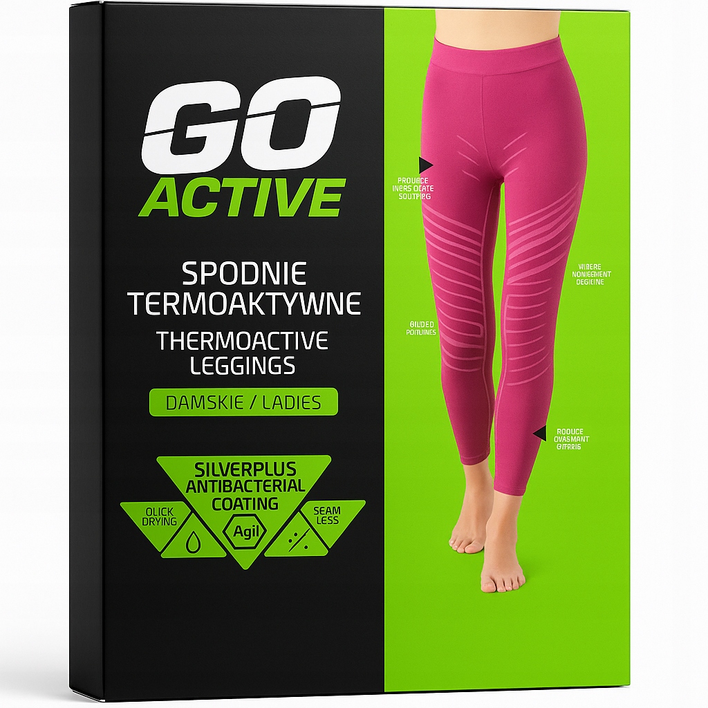Go Active Spodnie termoaktywne, leginsy, długie damskie różowe L XL
