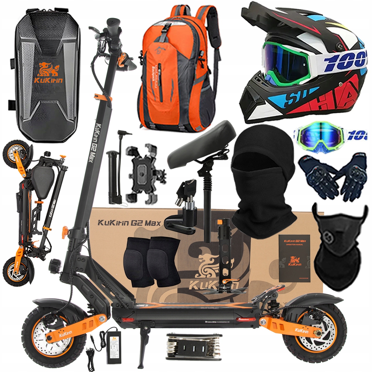 Kukirin G2 Max Składany Pojazd Elektryczny 1200W 48V 20Ah 55KM/H PL+Prezent