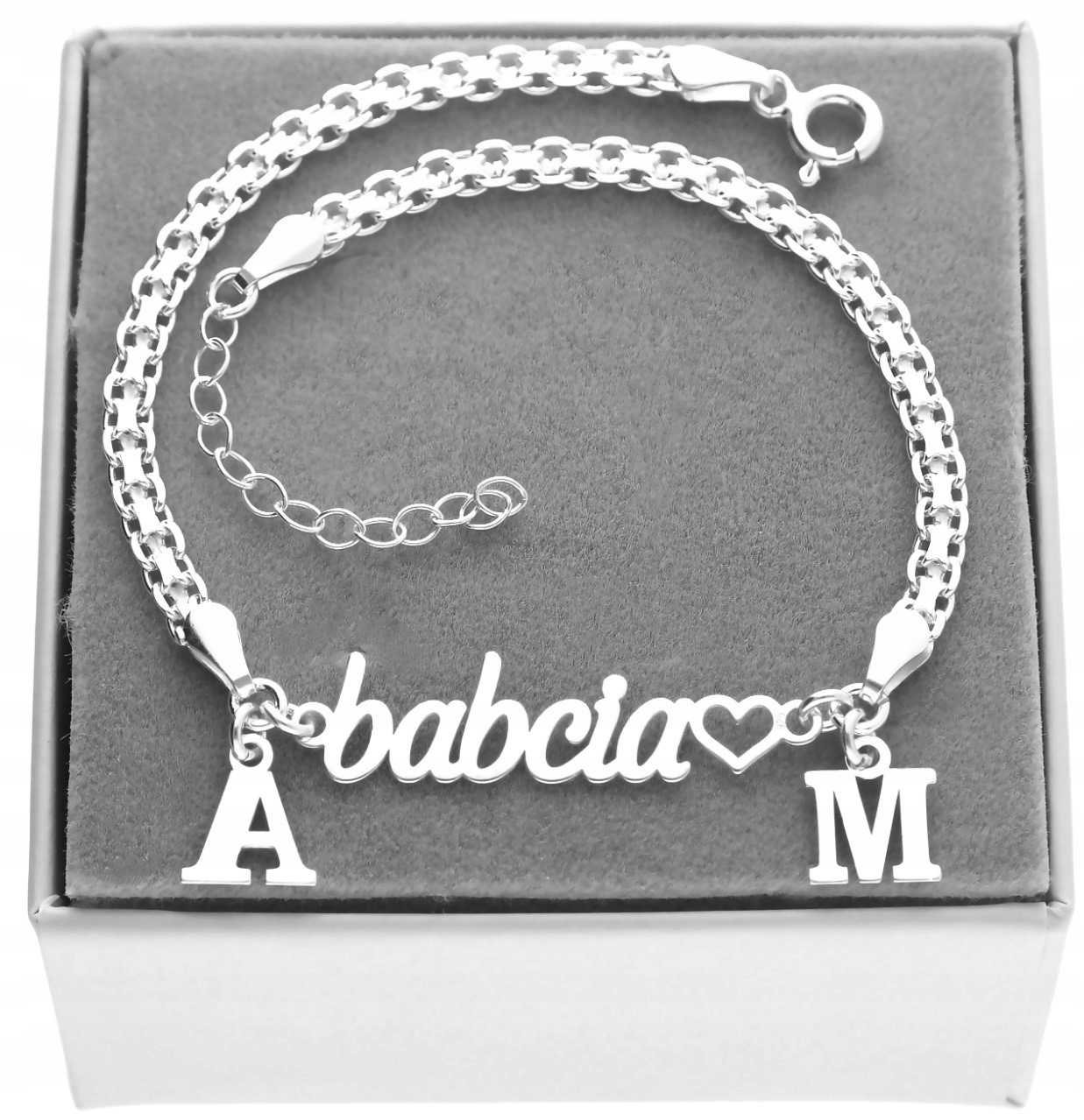 Stříbrný náramek elegantní pro babičku Den Babičky, písmenka stříbro 925