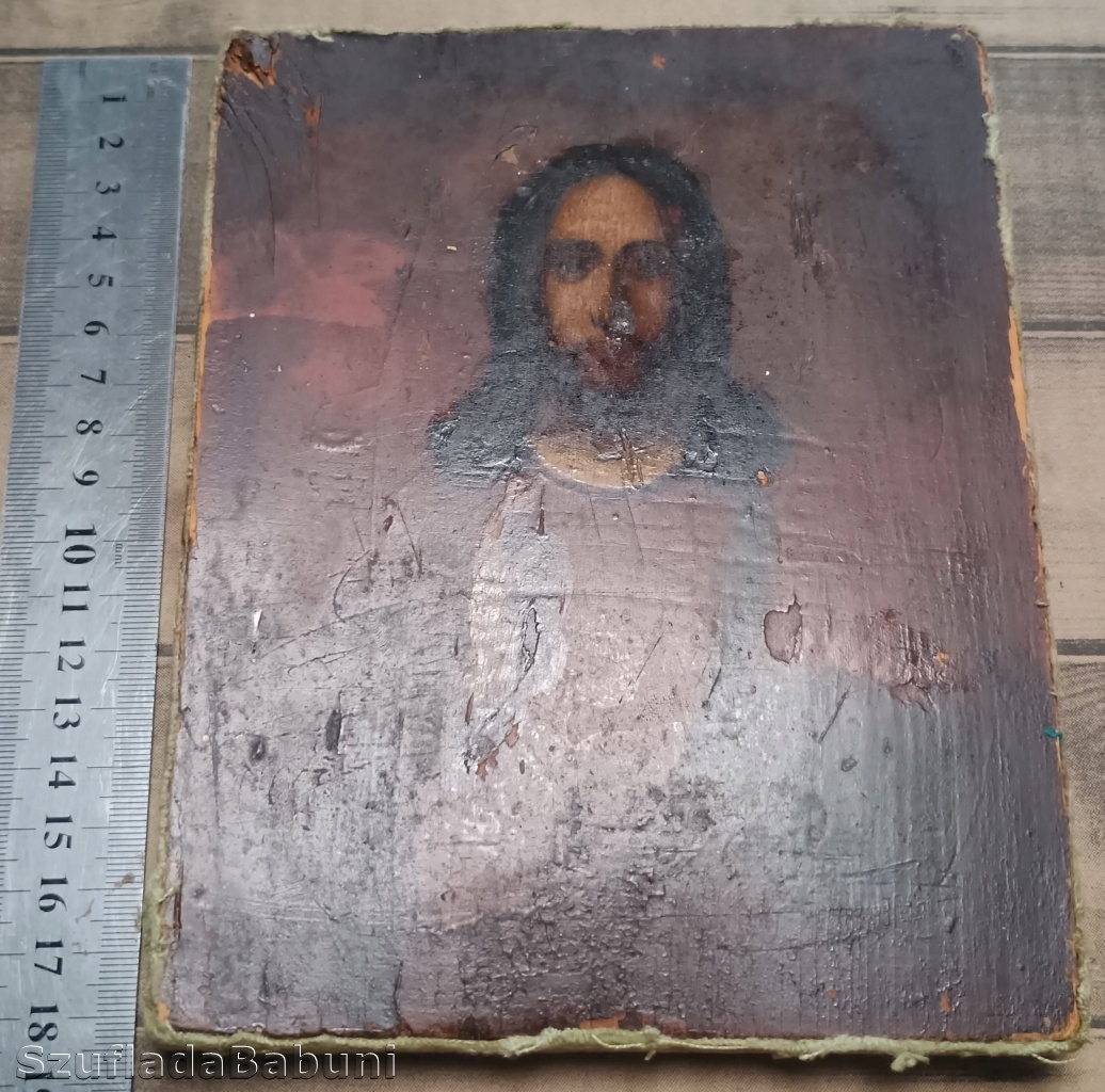 stara ikona prawosławna na desce Chrystus mała