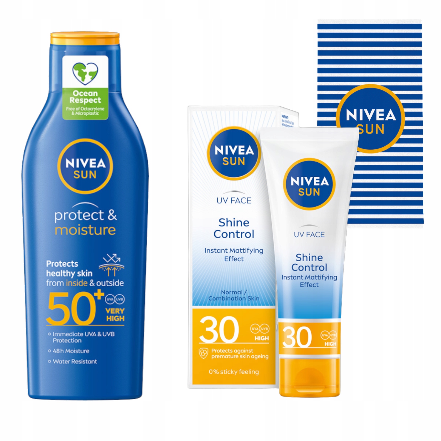 Nivea Sun Krém na obličej s ochranným faktorem SPF30 Balzám na opalování Ručník