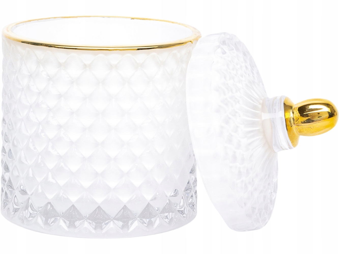 SZKLANY Pojemnik 13 x 8,5 cm NA WACIKI PŁATKI KOSMETYCZNE - Biały Złoty Kod producenta 171981