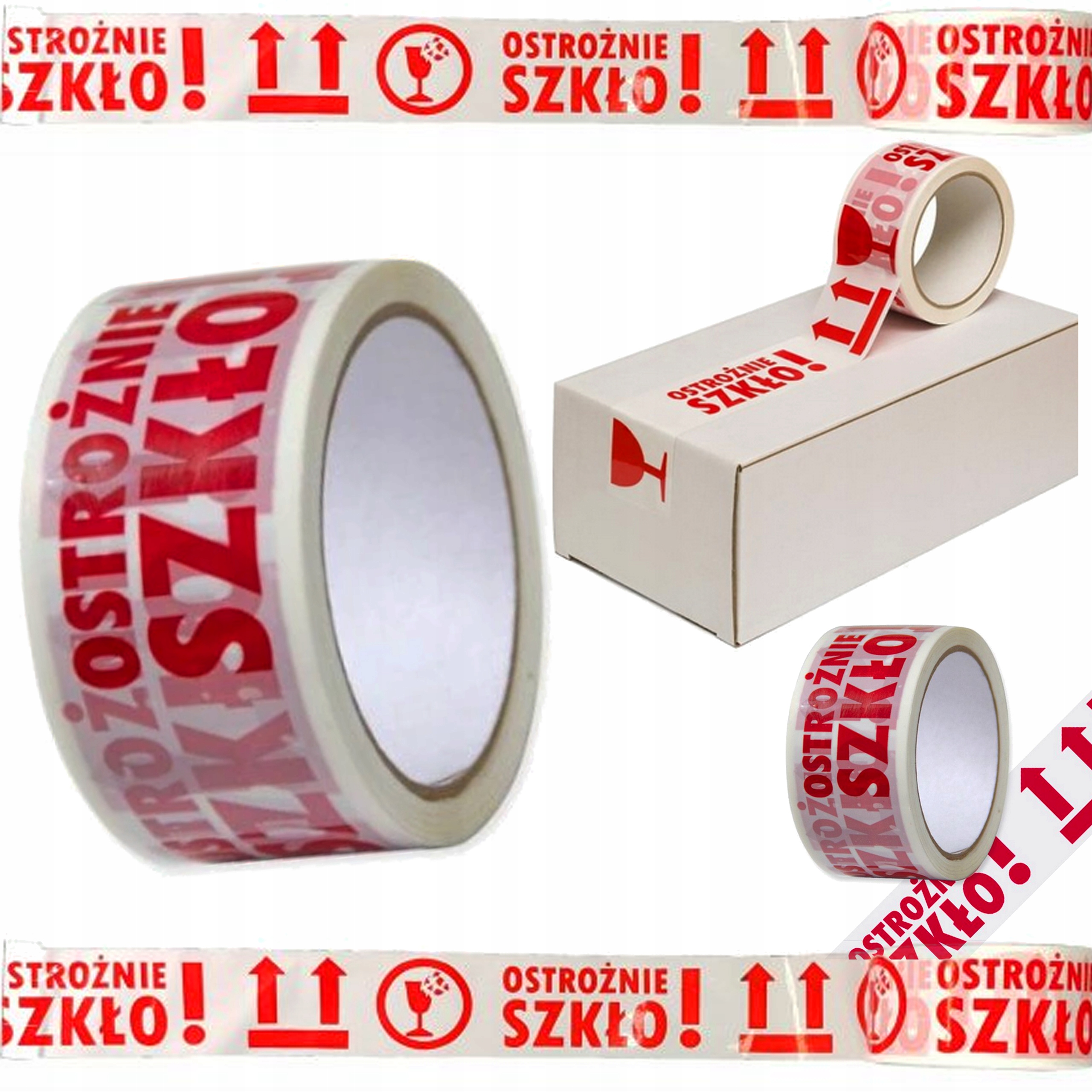 TAŚMA OSTROŻNIE SZKŁO PAKOWA KLEJĄC BEZPIECZEŃSTWA