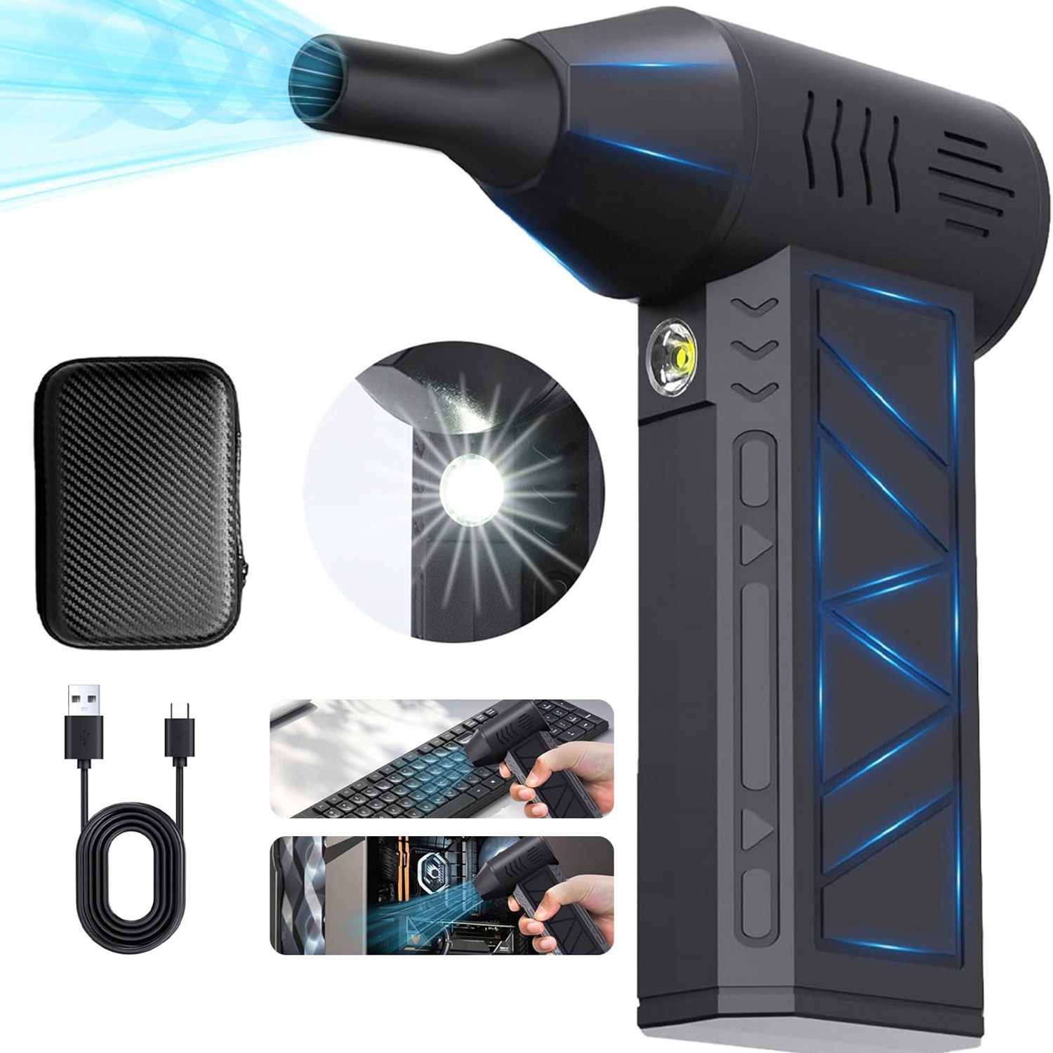 Mini Foukač Dmuchuś Turbo Fan Výkonné Foukač 130000 Rpm S Baterií 5000 Mah