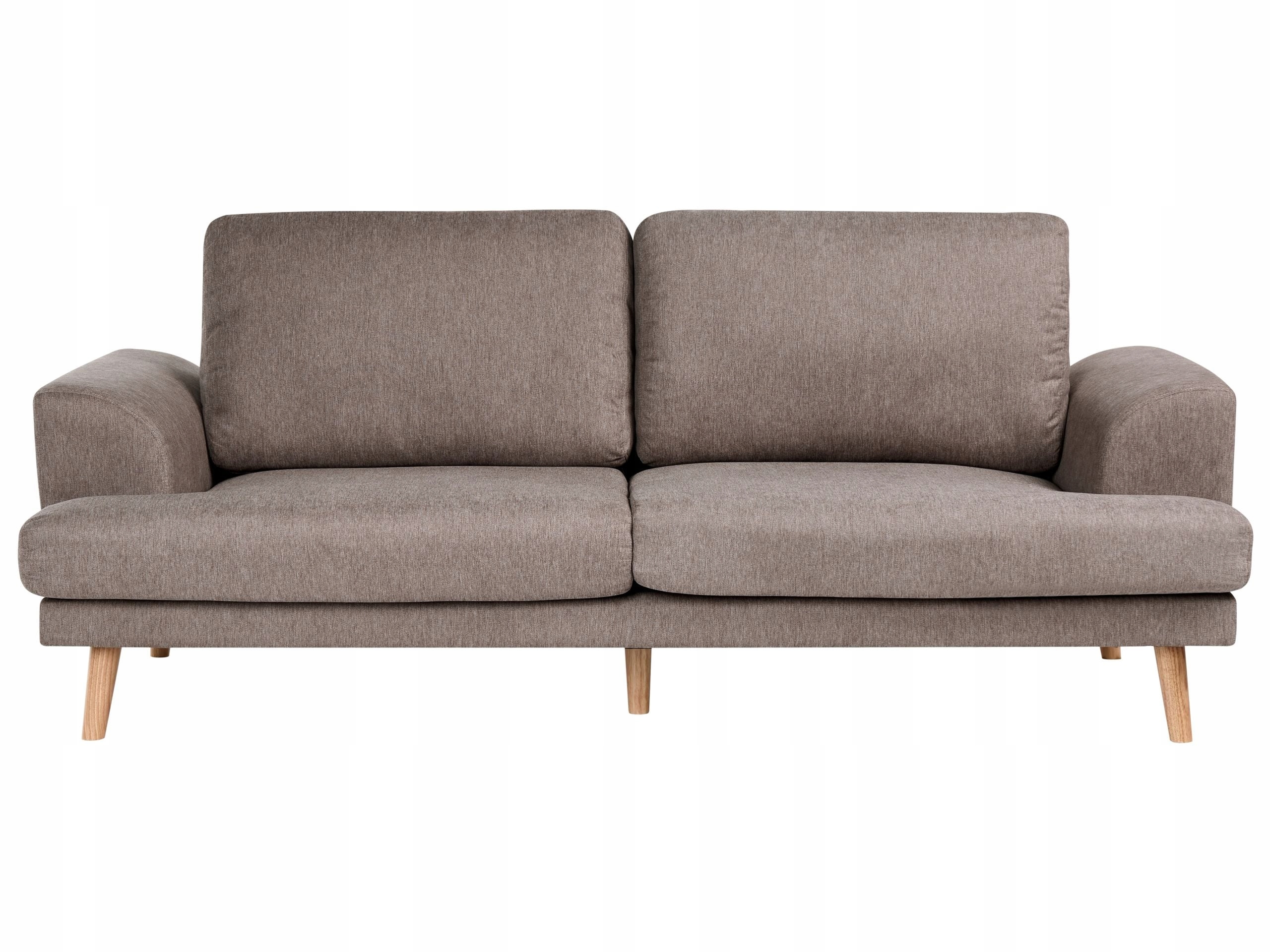 Sofa trzyosobowa welurowa z dodatkowymi poduchami brązowa