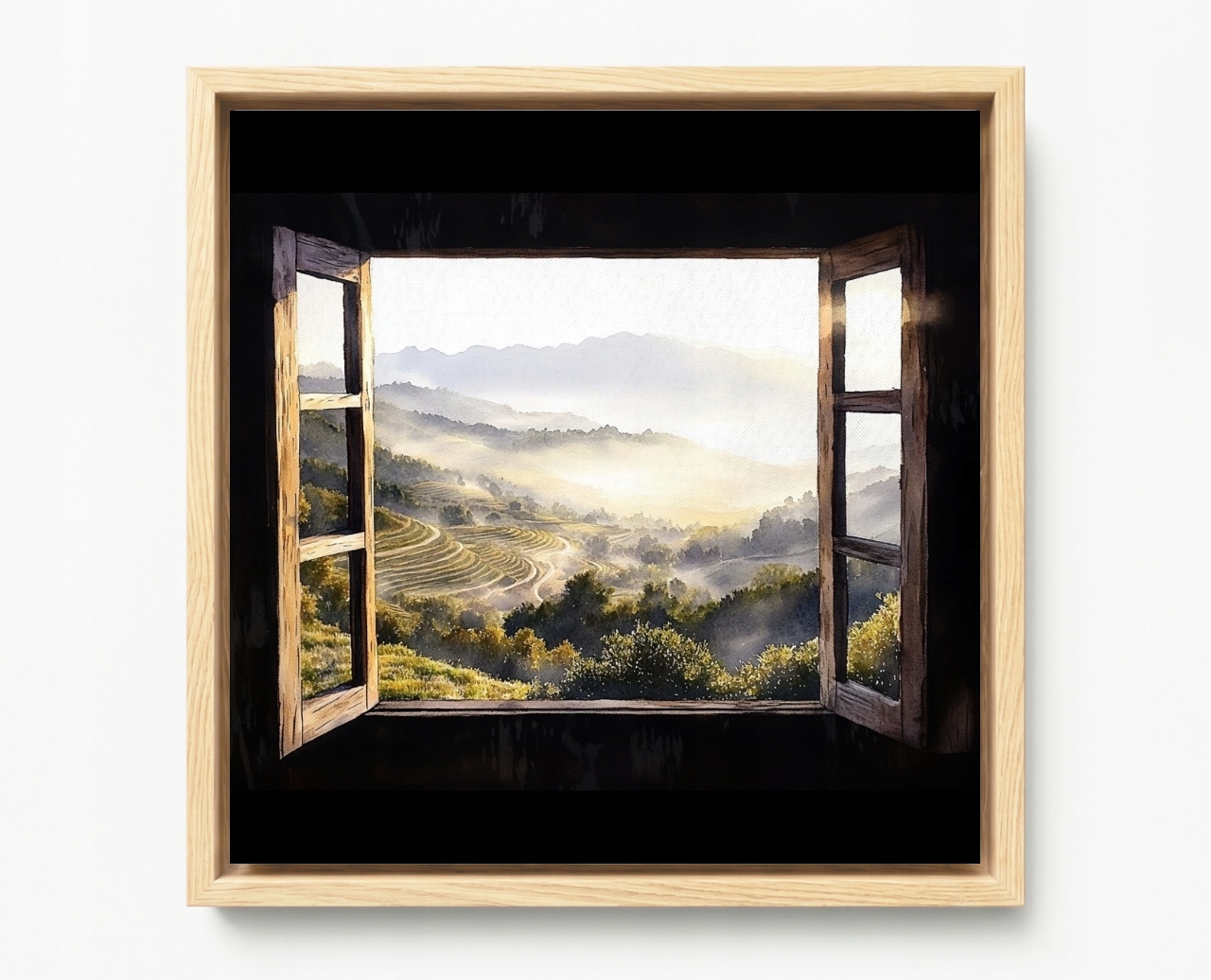 Obraz Rama American Box Pohľad Okno Hory Vinice Juh Leto 60x60