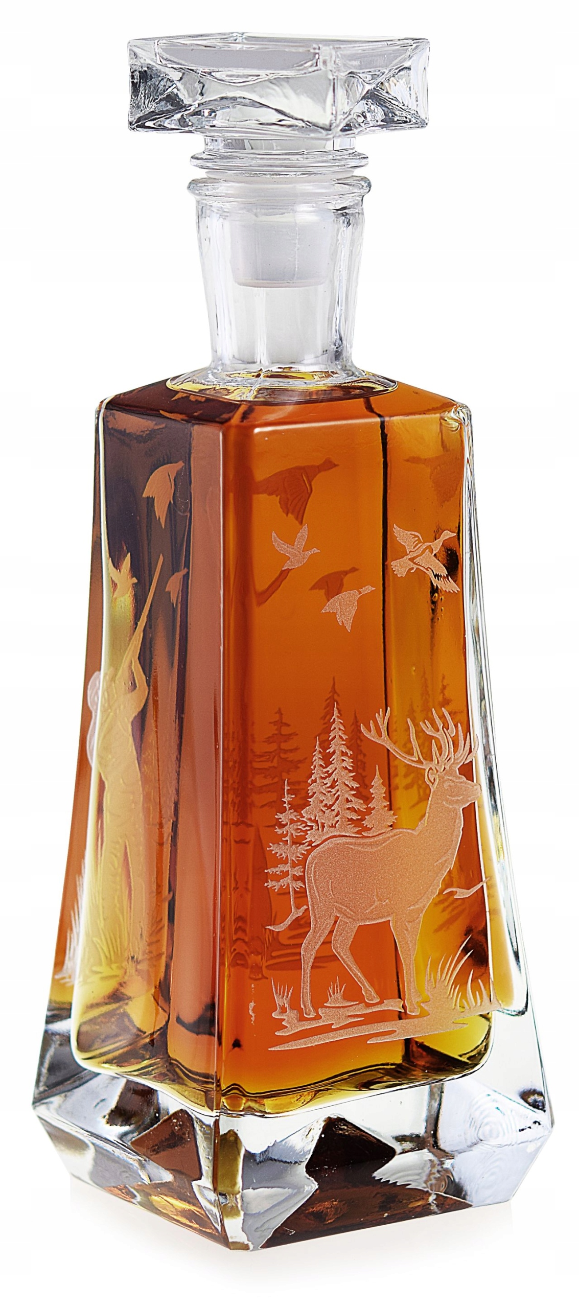 Karafa na whisky „šikmá“ zdobená loveckými motivy 750 ml