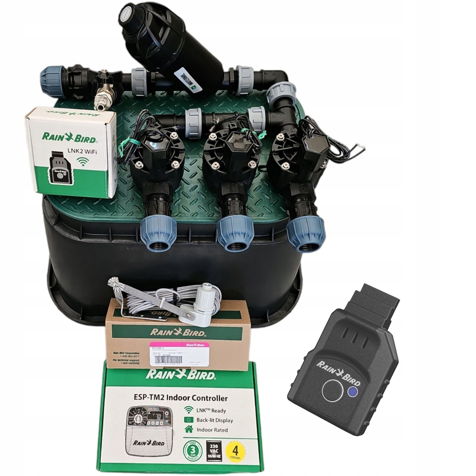 Zestaw Rain Bird Hv 3 Sekcje Filtr Sterownik TM2 Czujnik Moduł Wifi Pe 32