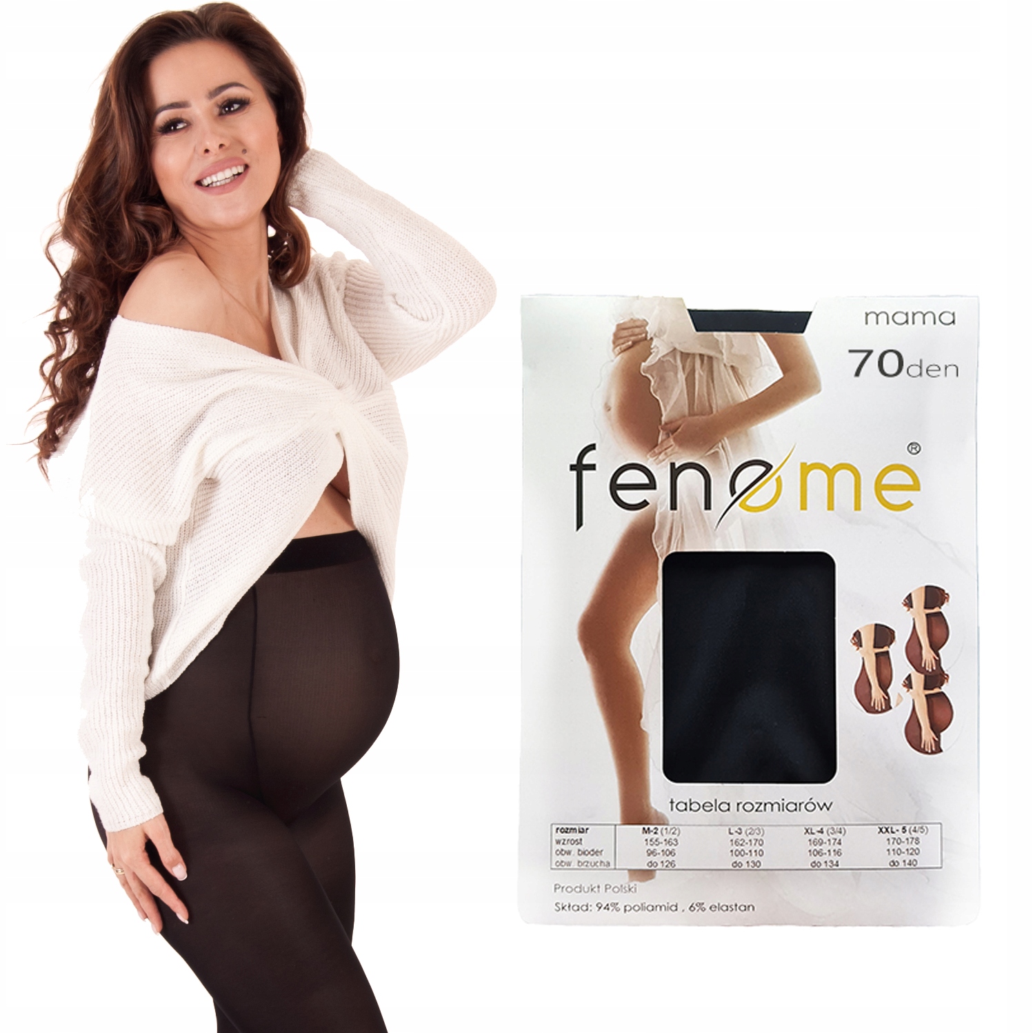 70den Rajstopy Ciążowe MIKROFIBRA pełne z PANELEM Marka Fenome