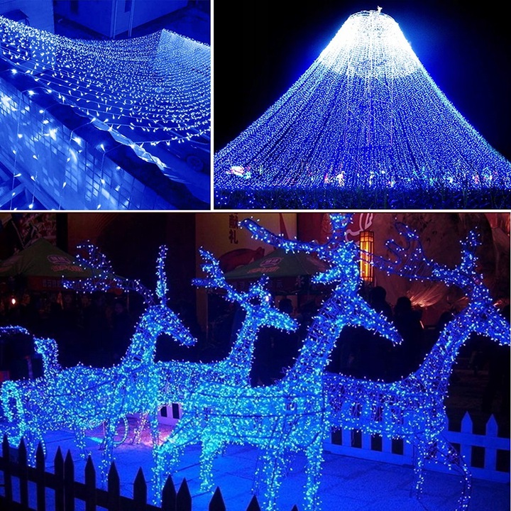 LAMPKI CHOINKOWE 200 LED ŚWIATEŁKA NIEBIESKIE Długość sznura 16 m