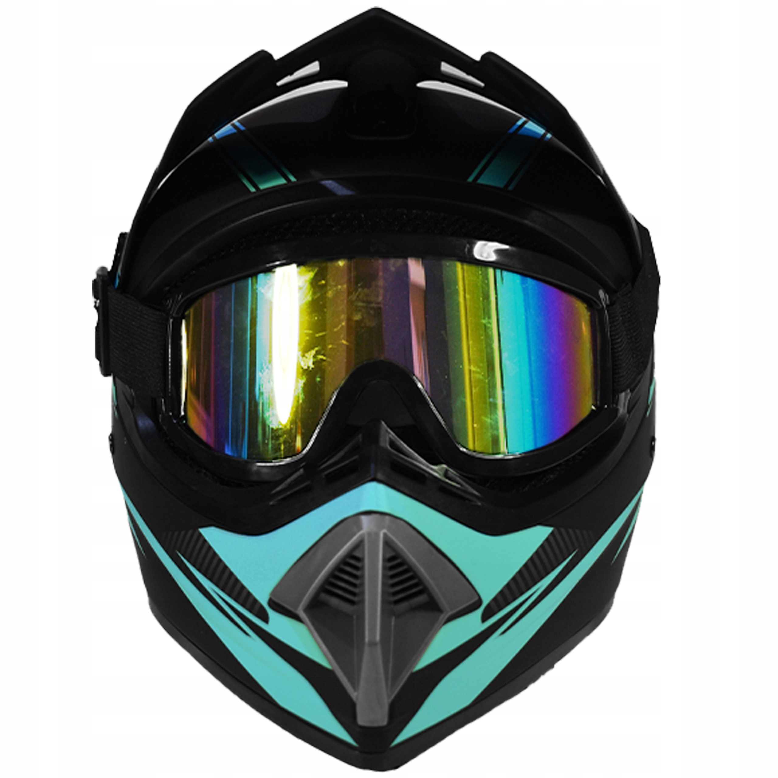 Kask Gogle Rękawiczki Cross Enduro Quad Atv Rower Bmx Hulajnoga czarny L