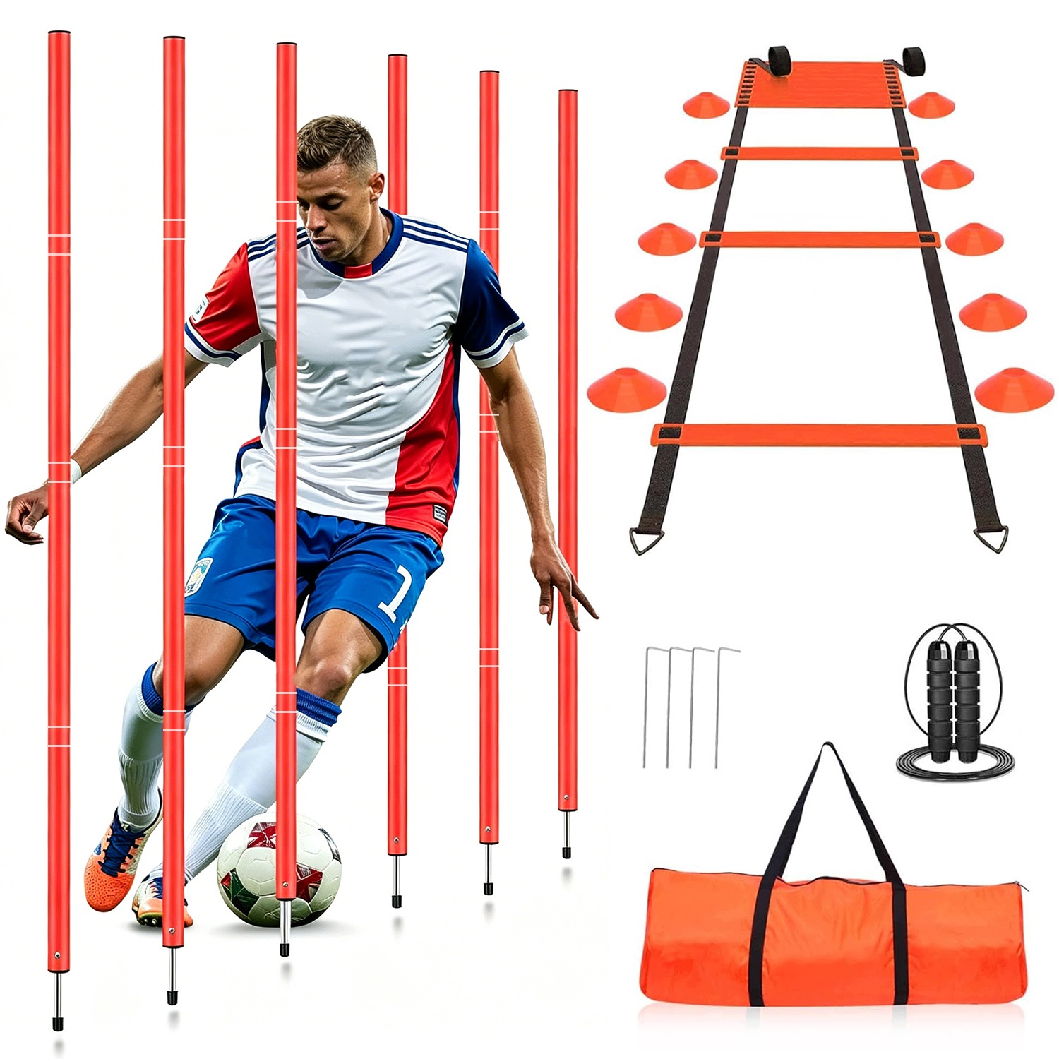 Tréninkový Fotbalový Set Žebřík Plotky Pachołky Moc Fotbalu 23v1