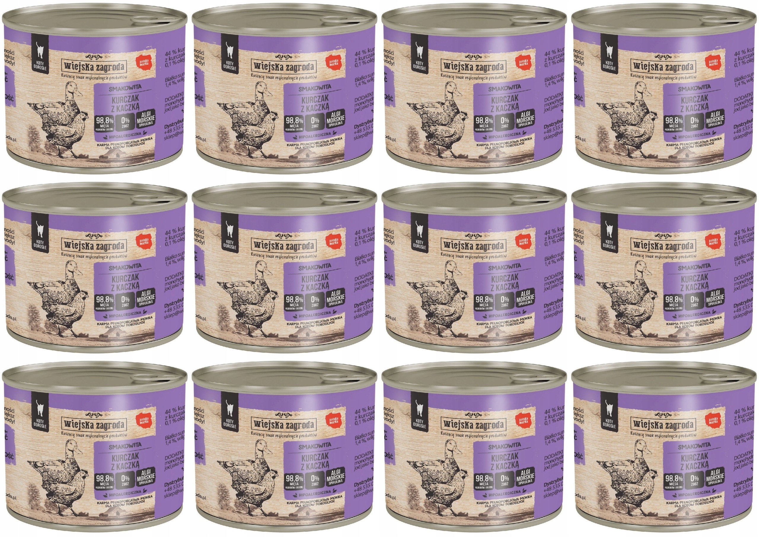 Levně Wiejska Zagroda Kočka Kuře s kachnou 12 x 200 g