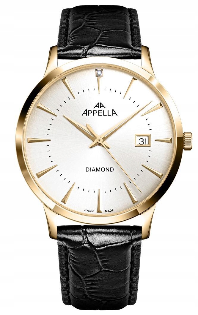 Nové Originální Pánské hodinky Appella L12003.1293DQ Diamantové datum gravírování