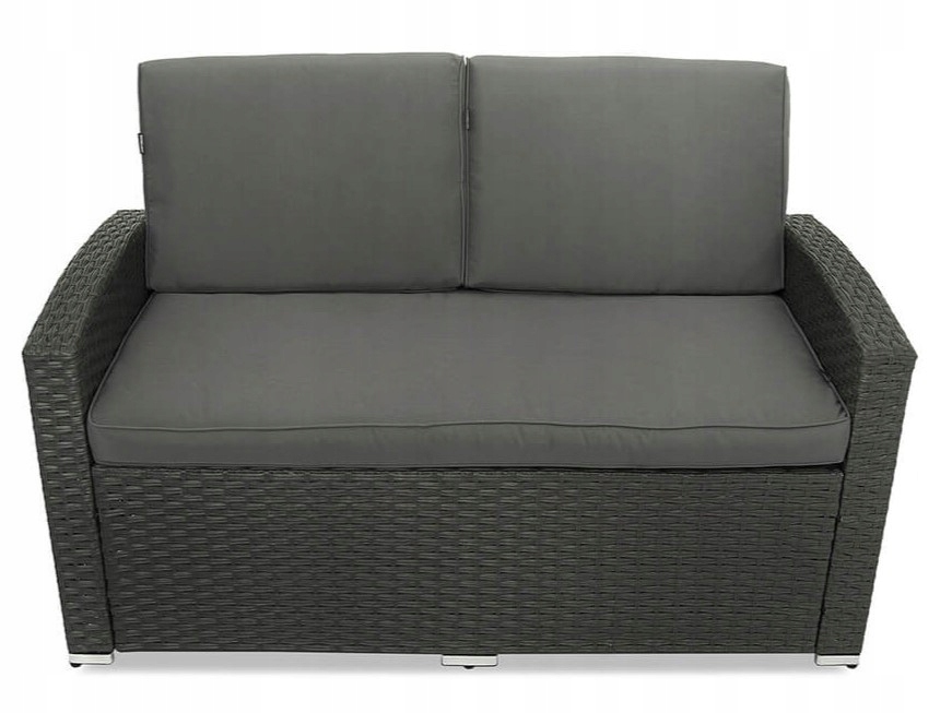 Meble ogrodowe rattanowe Sofa Deluxe 140 na 2 osoby Czarna grafitowa