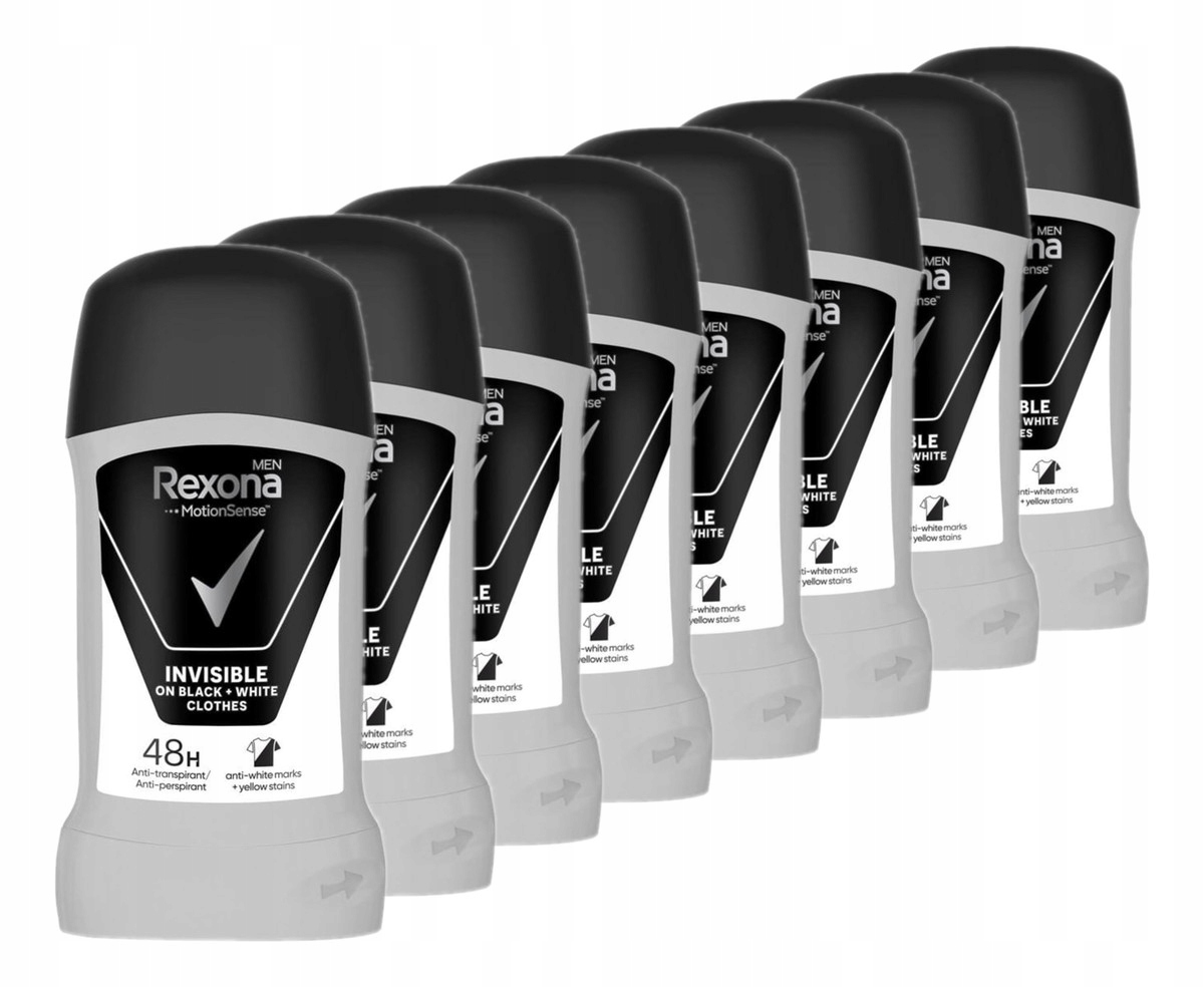 Rexona Invisible Black+White Antiperspirant v tuhém stavu pro muže 8x50ml