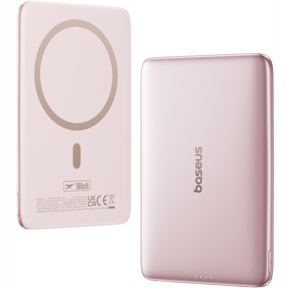 Powerbanka 5000 mAh, Qi 15W pro MagSafe, Baseus, Usb-c 20W s kabelem Usb-c 60W
