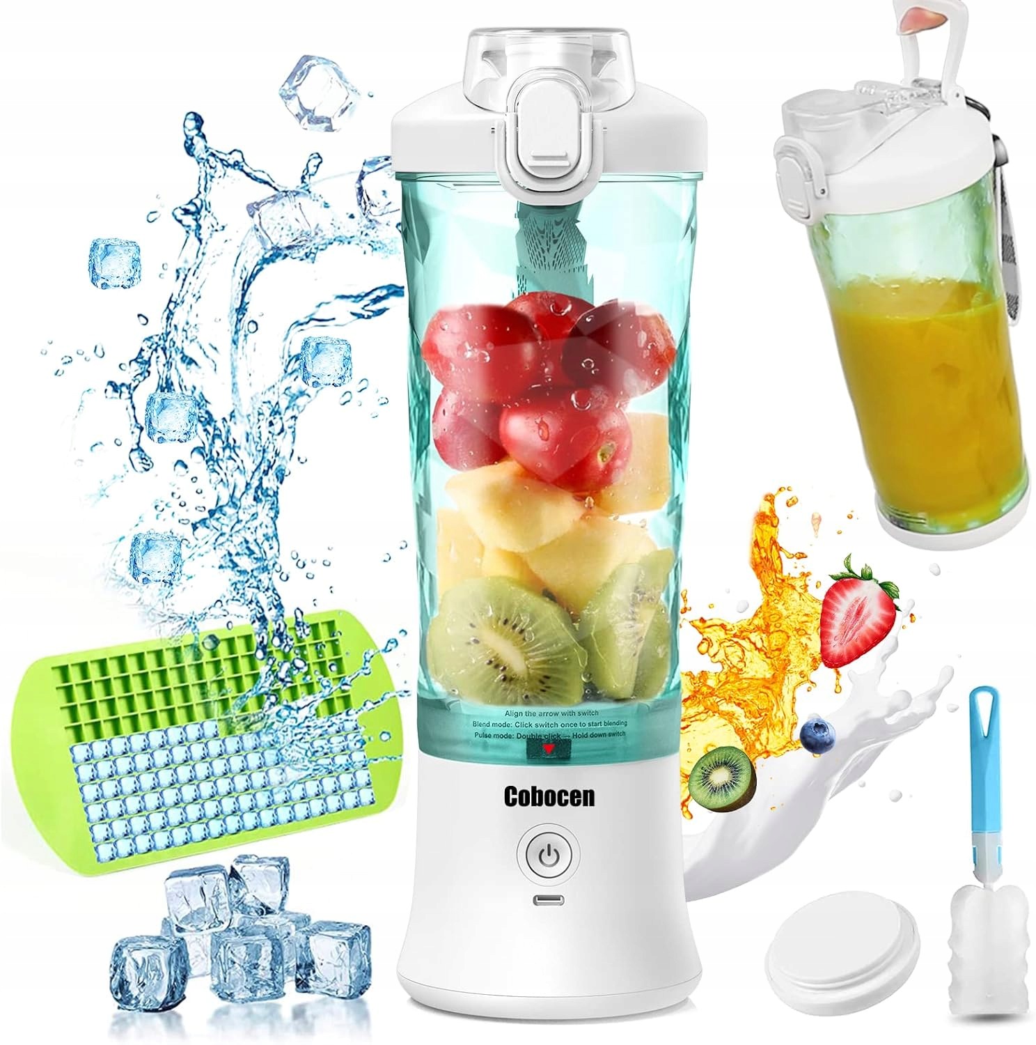 Bílý Přenosný Mixér Na Koktejly 600 ML Cobocen