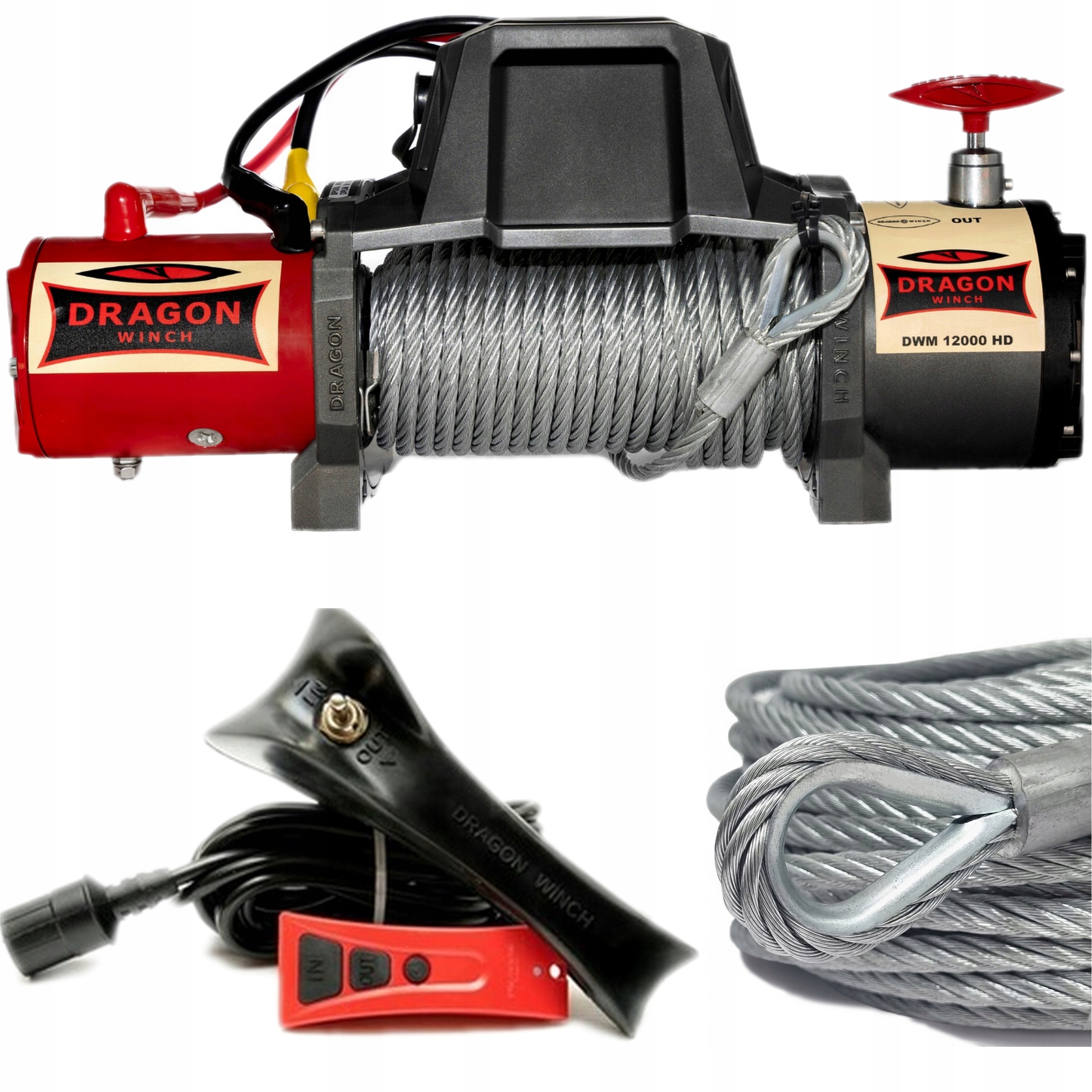 Premium Elektrický navijak 12000Lbs 24V Syntetické lano Hak 5443 kg