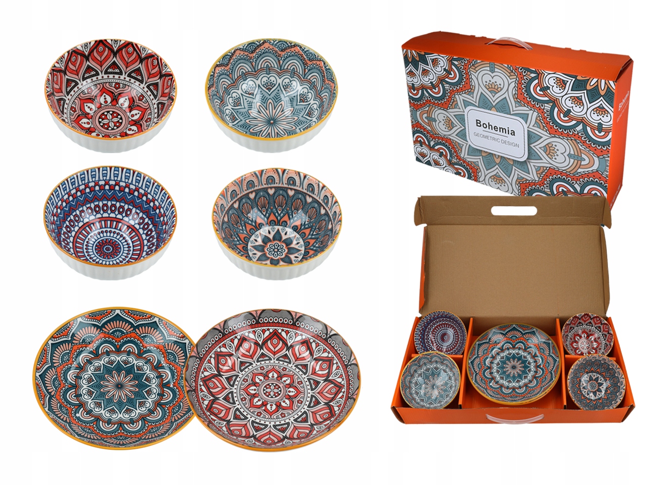 Komplet 4 Misek, 2 Talíře Na Rýži, Polévky, Saláty, Asijská Kuchyně