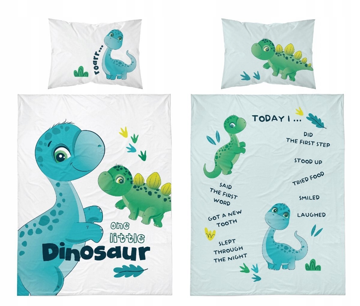 

Pościel Dinozaury Maya Moo 100x135 cm turkusowa