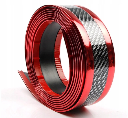Hla-naklejka samochodowa chrom karbon - 7cmX1m Red